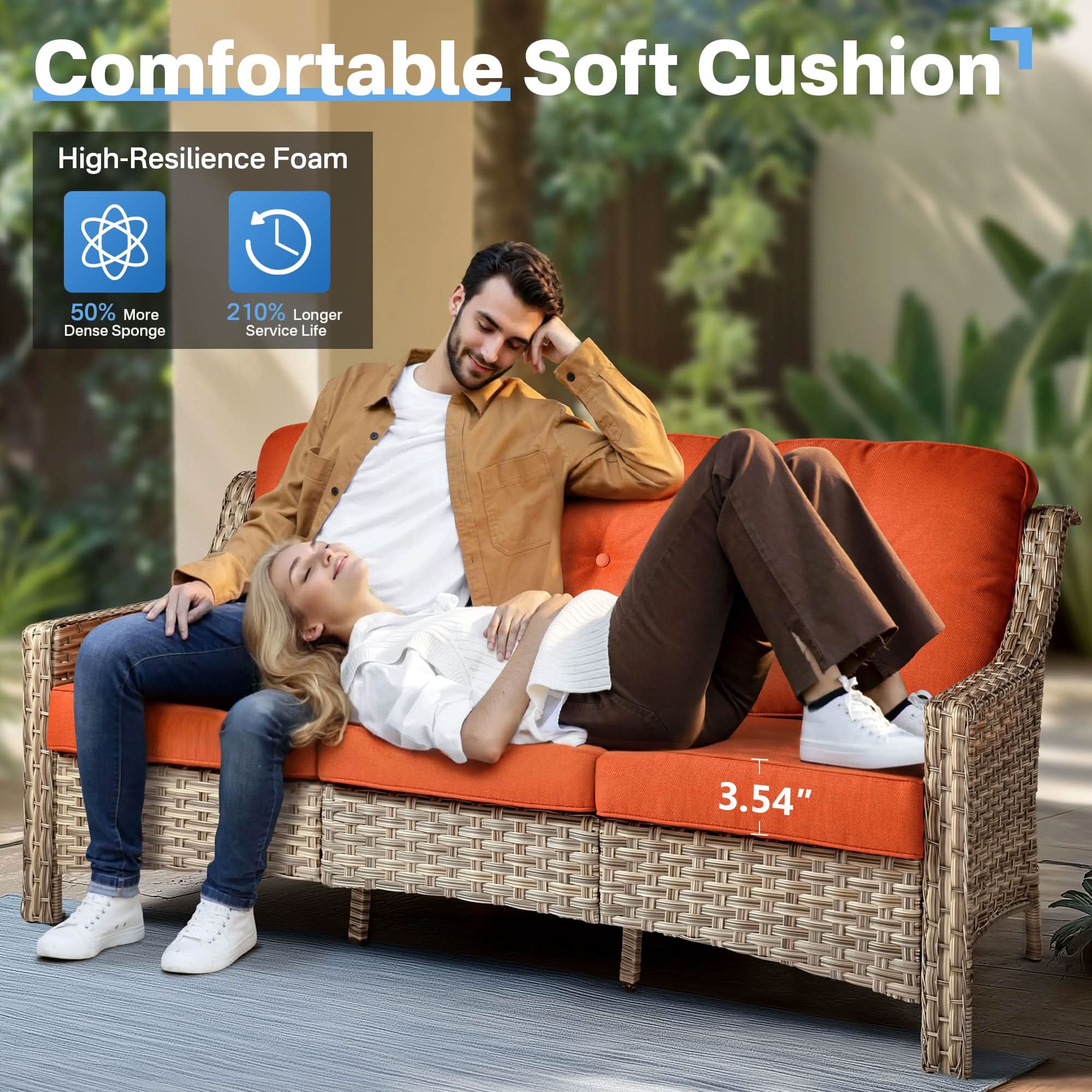 Ovios Conversation Set 6-Piece PAD Series include 46"Fire Pit Table