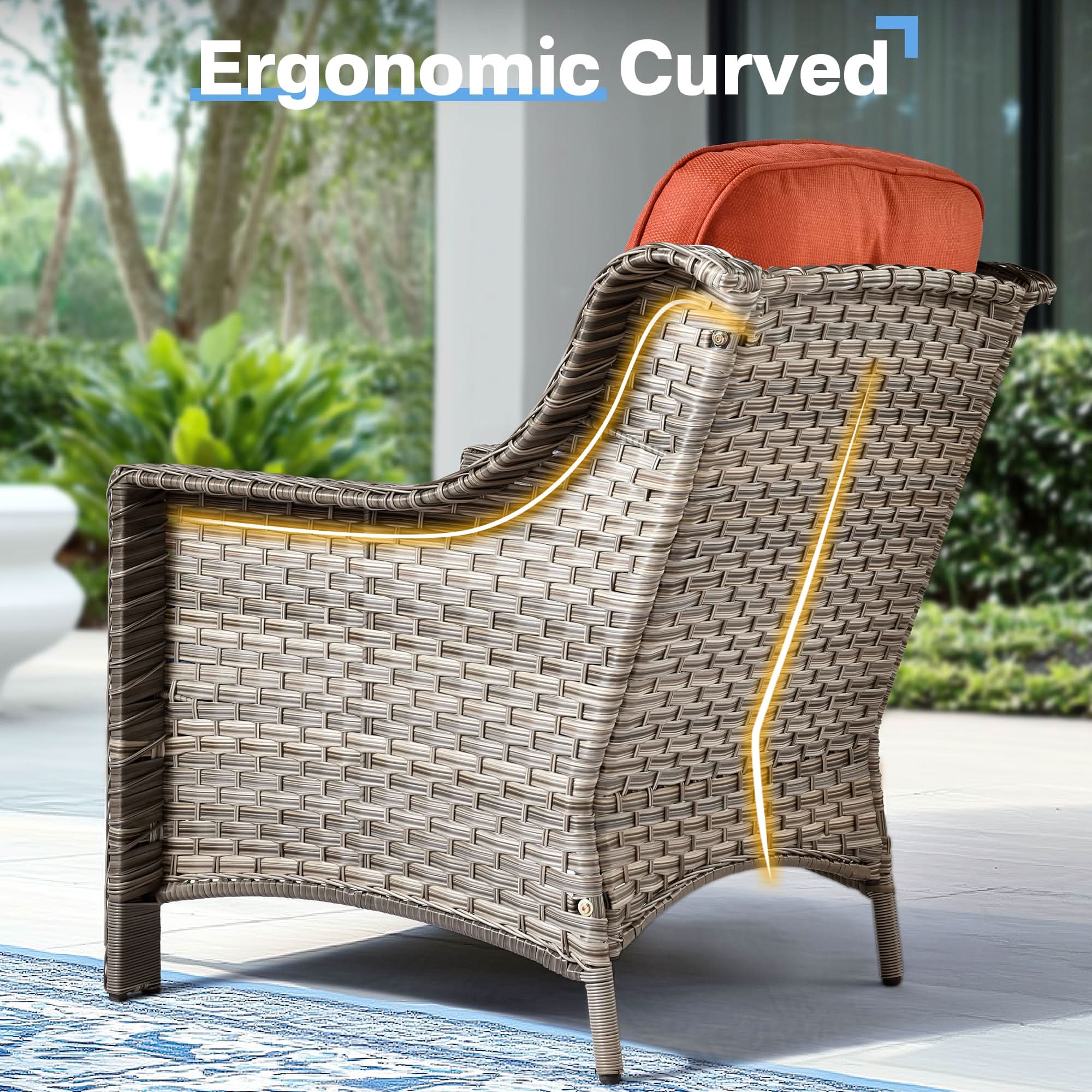 Ovios Conversation Set 6-Piece PAD Series include 46"Fire Pit Table