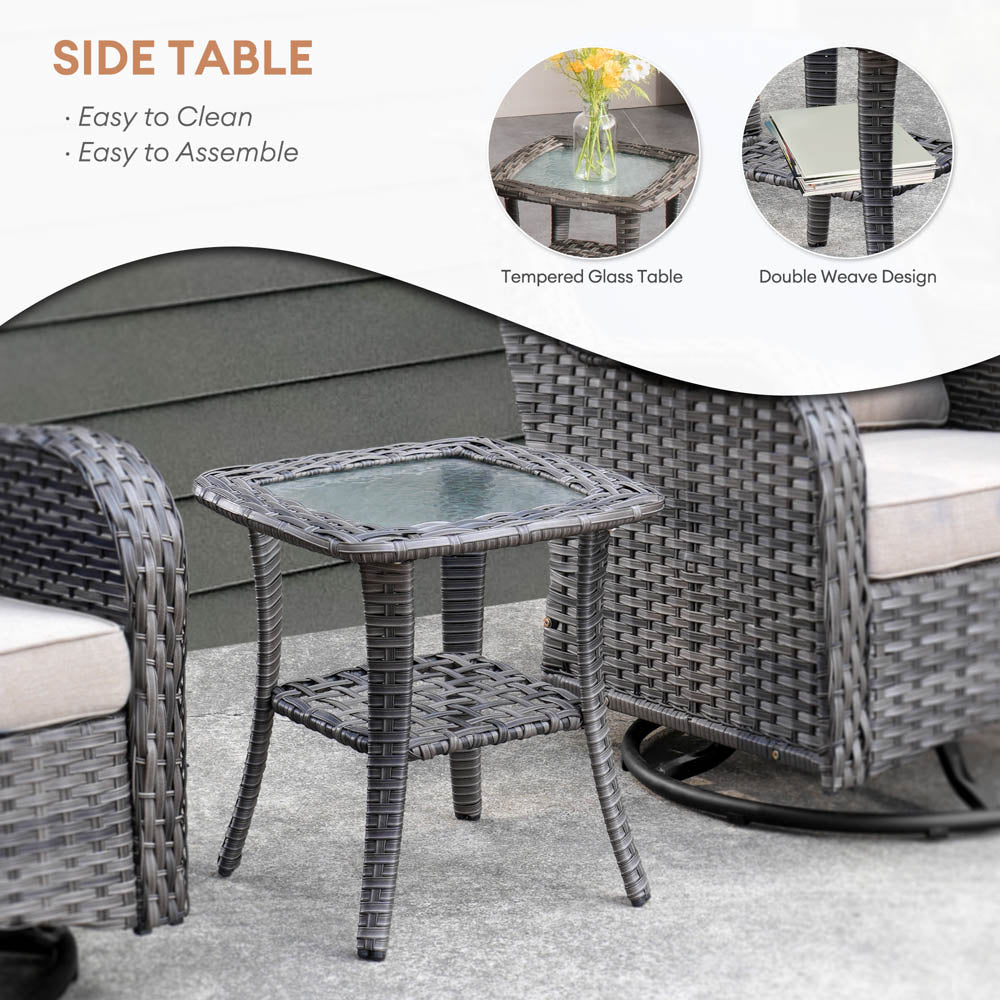 Ovios Patio Furniture Set 3-Piece with Swivel Chairs and Side Table Kenard