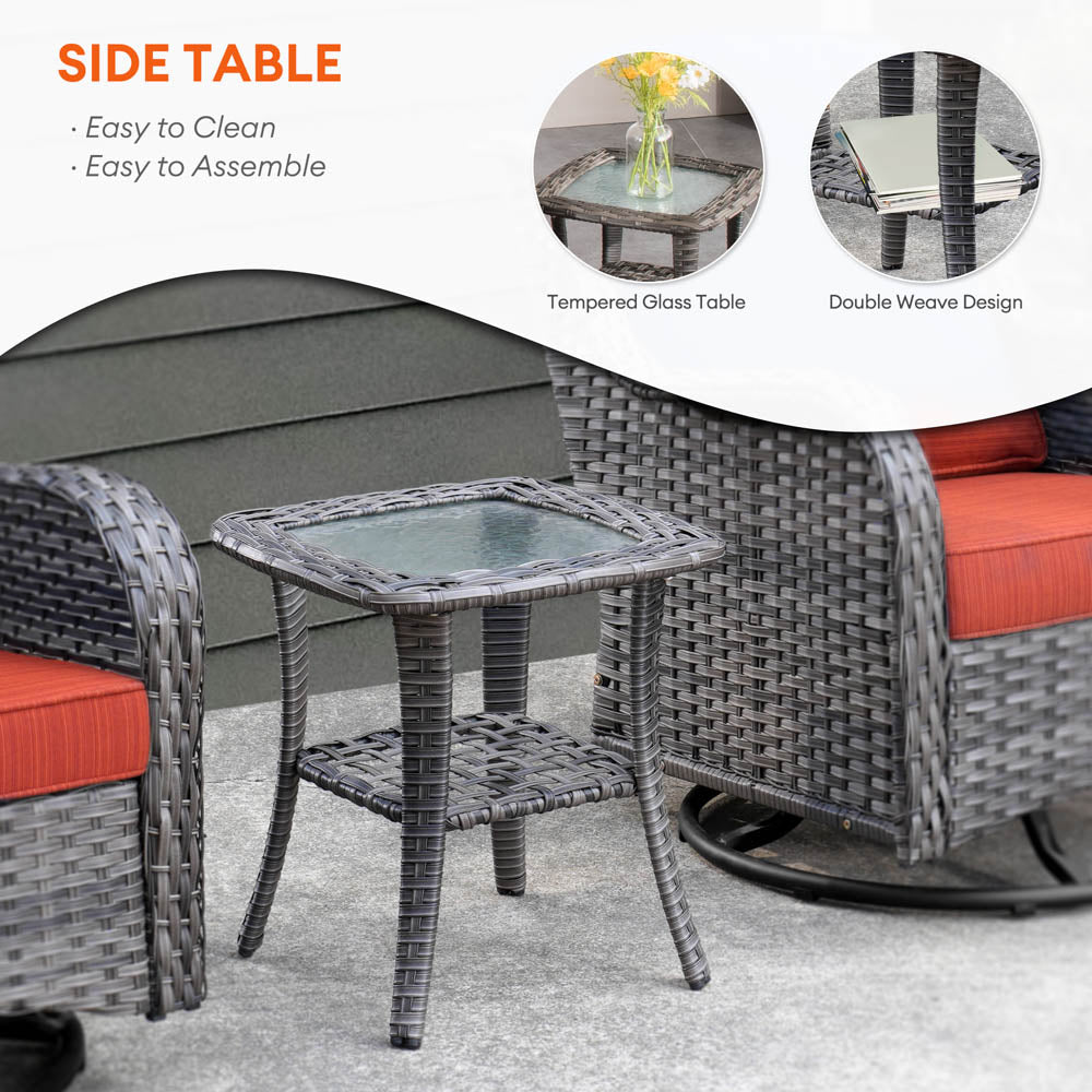 Ovios Patio Furniture Set 3-Piece with Swivel Chairs and Side Table Kenard