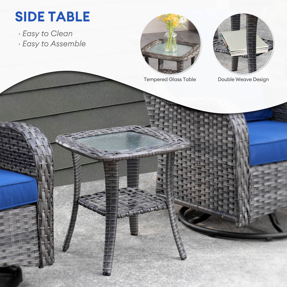 Ovios Patio Furniture Set 3-Piece with Swivel Chairs and Side Table Kenard