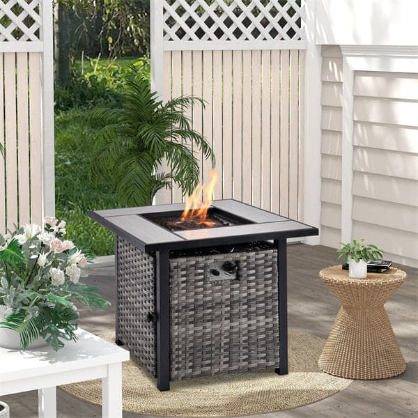 Ovios Patio Aluminum Propane Outdoor 30'' Fire Pit Table with Lid