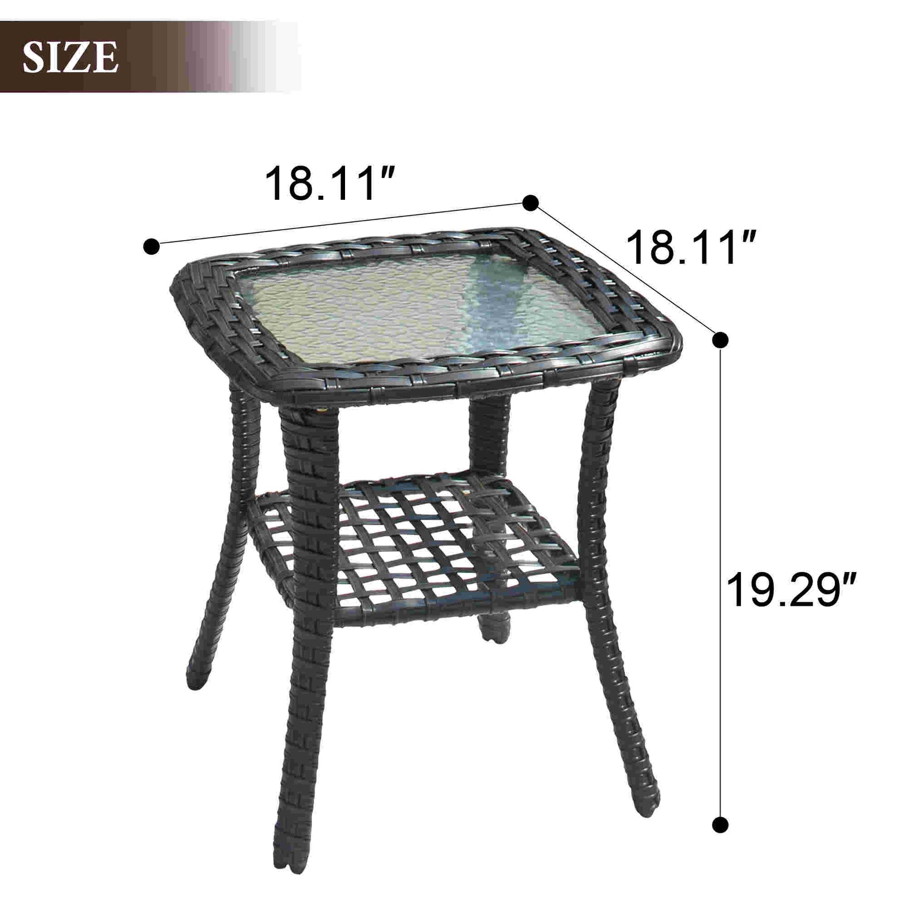 Ovios Balcony Side Table with Tempered Glass Top for New Vultros and Kenard Series