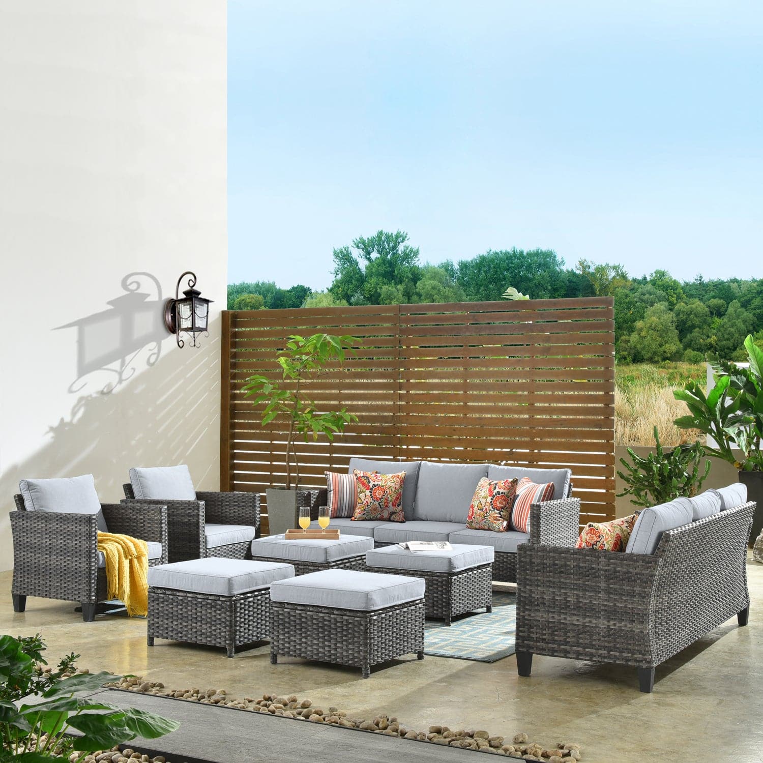 OVIOS Patio Furniture Set New Vultros 8-Piece High Back with Cushions