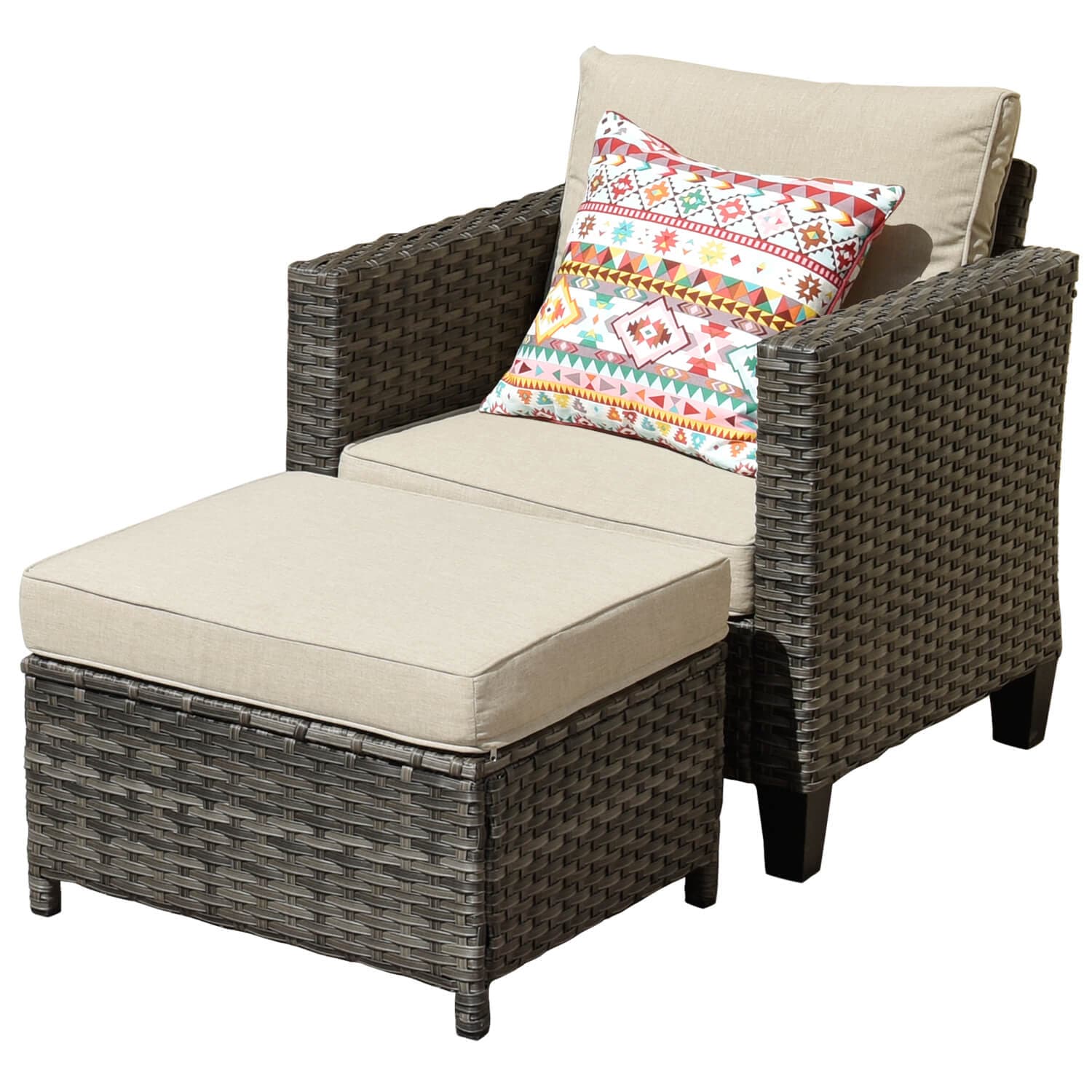 OVIOS Patio Vultros 8-Piece Conversation Set with 30'' Propane Fire Pit Table