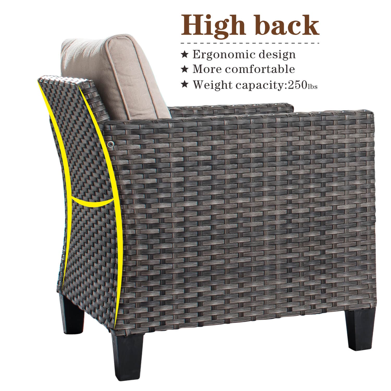 OVIOS Patio Vultros 8-Piece Conversation Set with 30'' Propane Fire Pit Table