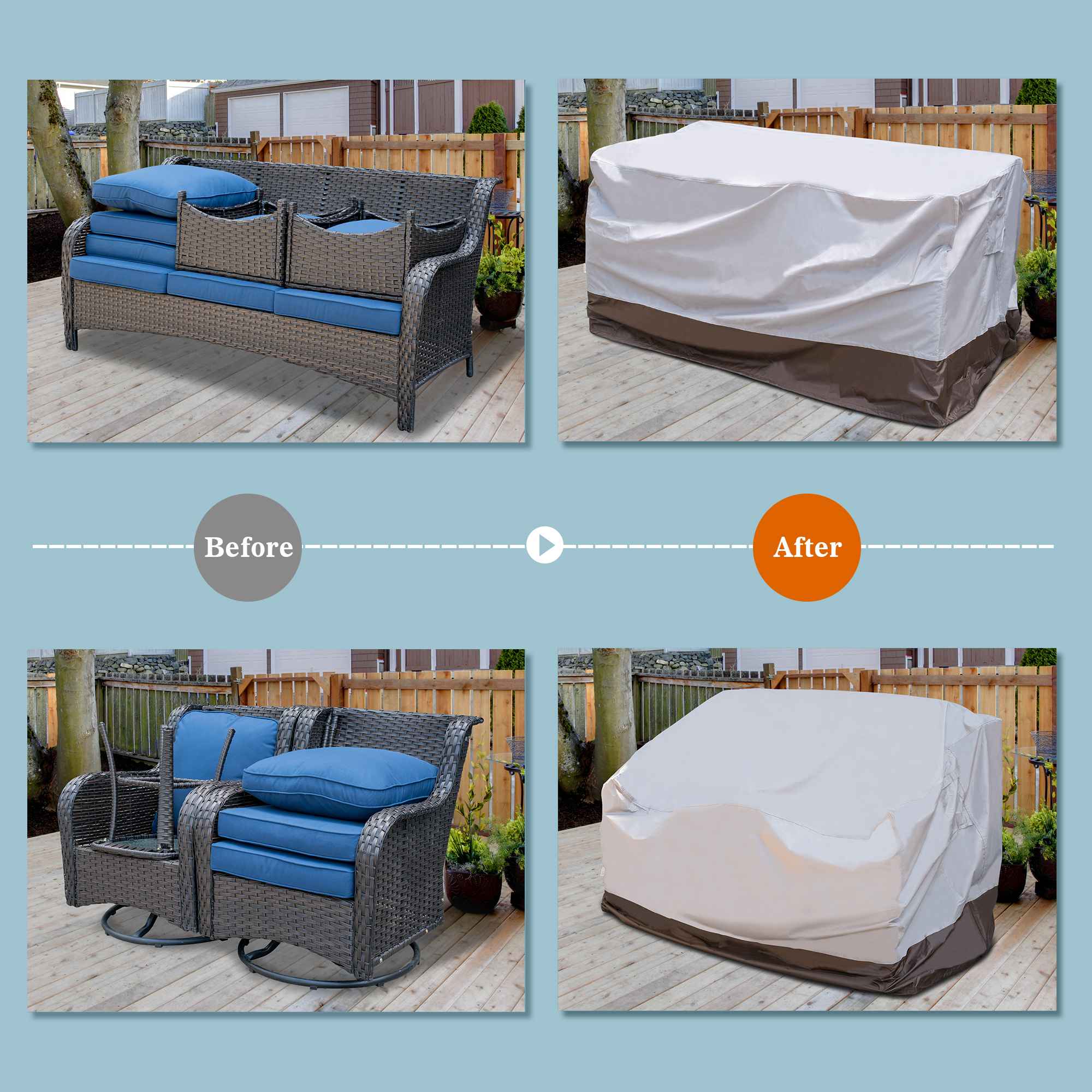 OVIOS Outdoor Sofa Cover Waterproof for Kenard Series (Refer to the Dimension in Description)