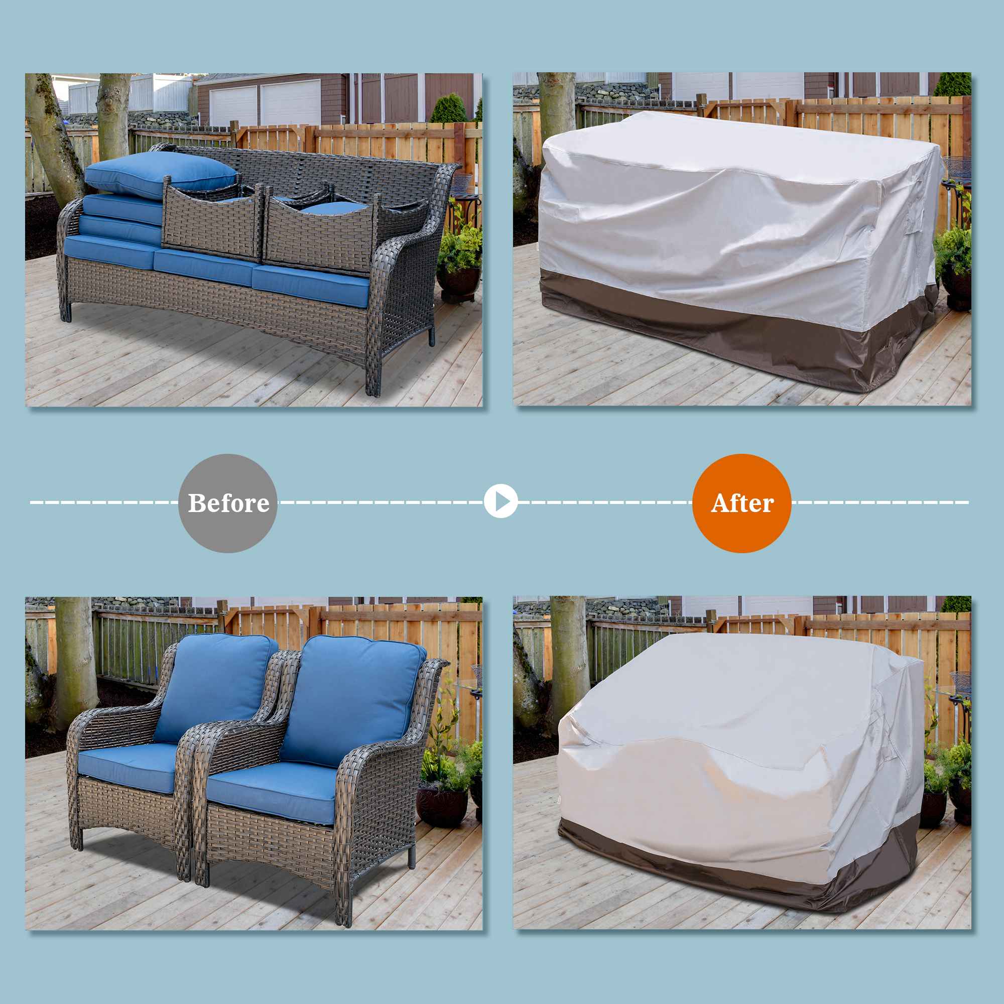 OVIOS Outdoor Sofa Cover Waterproof for Kenard Series (Refer to the Dimension in Description)