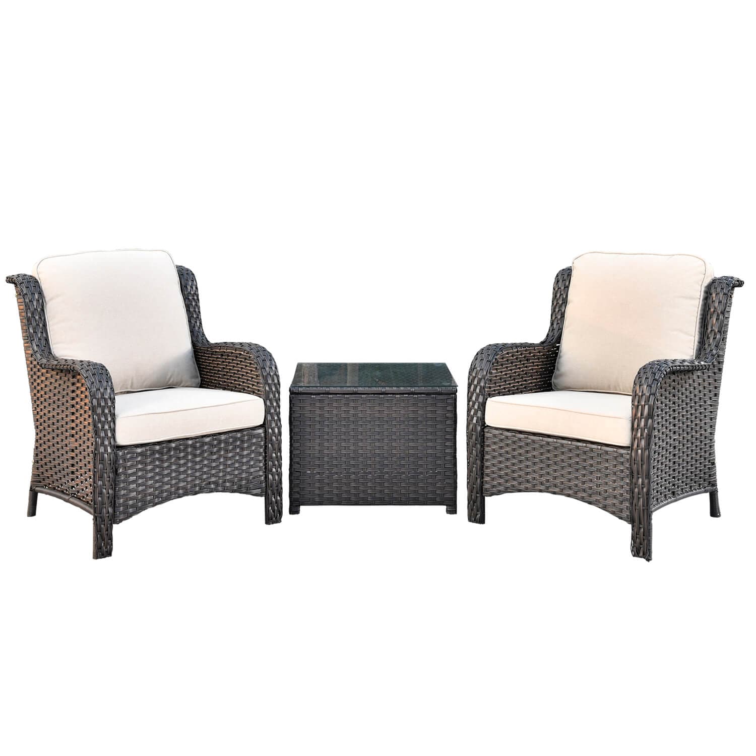 Ovios Outdoor Furniture 3-Piece with Table Kenard Curved Handrest