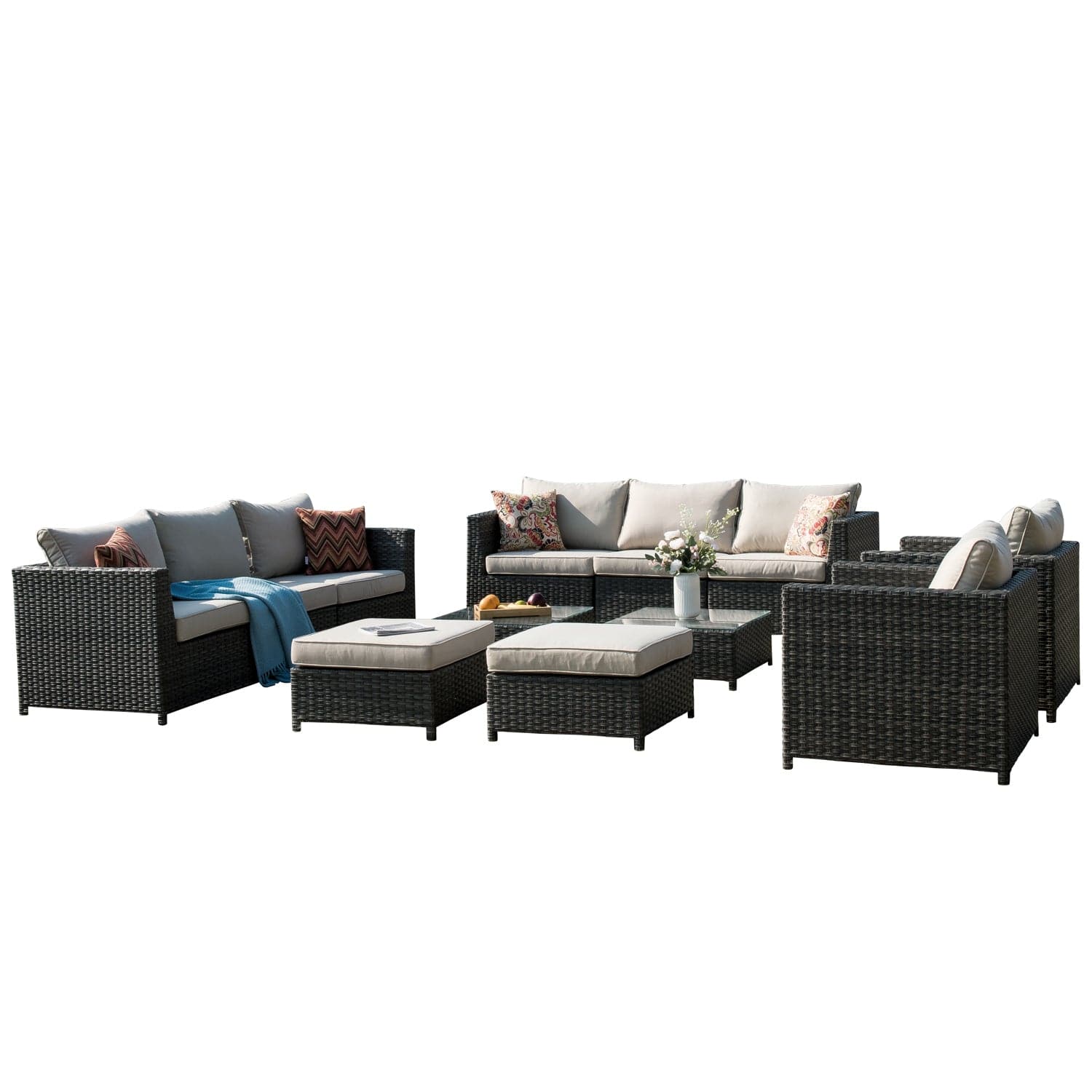Ovios Patio Furniture Set Bigger Size 12-Piece, King Series, No Assembly Required