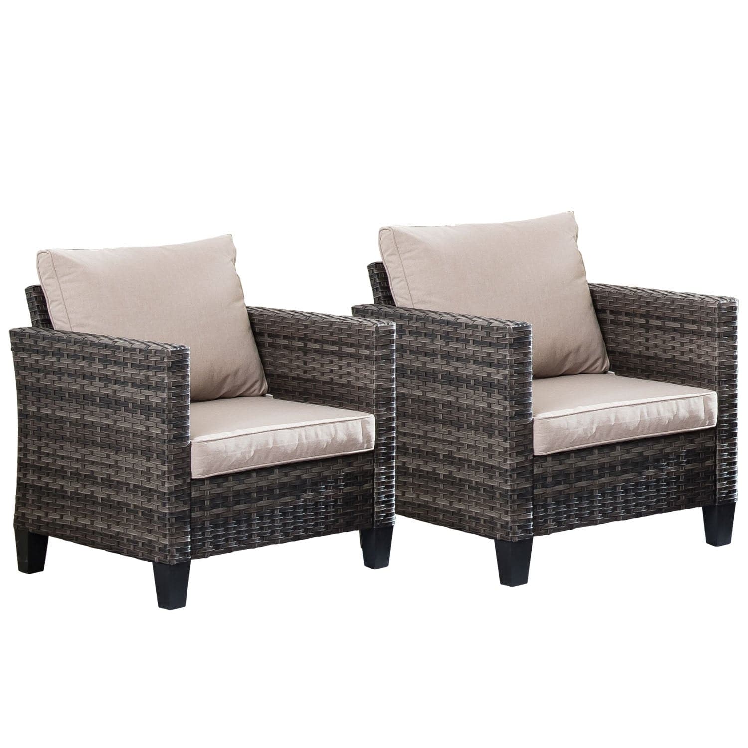 OVIOS Patio Chairs New Vultros 2-Piece High Back Square Shape Armrest