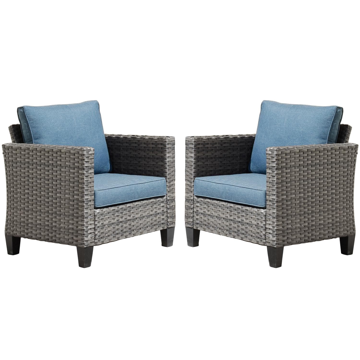 OVIOS Patio Chairs New Vultros 2-Piece High Back Square Shape Armrest