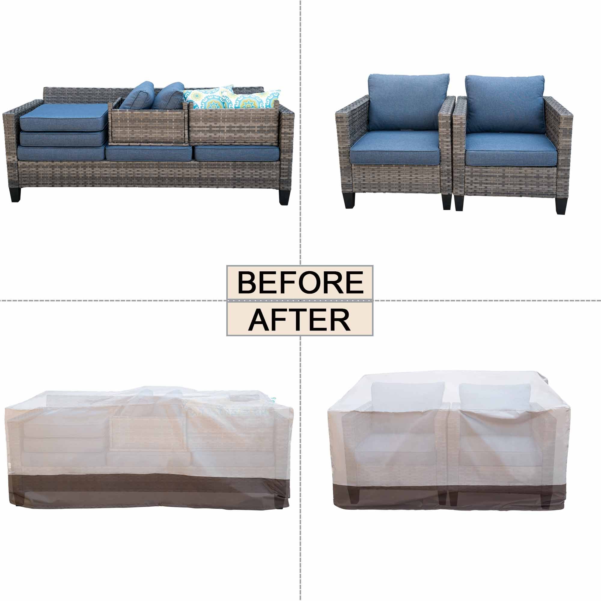 OVIOS Outdoor Sofa Cover Waterproof for GRS/DAR Series (Refer to the Dimension in Description)