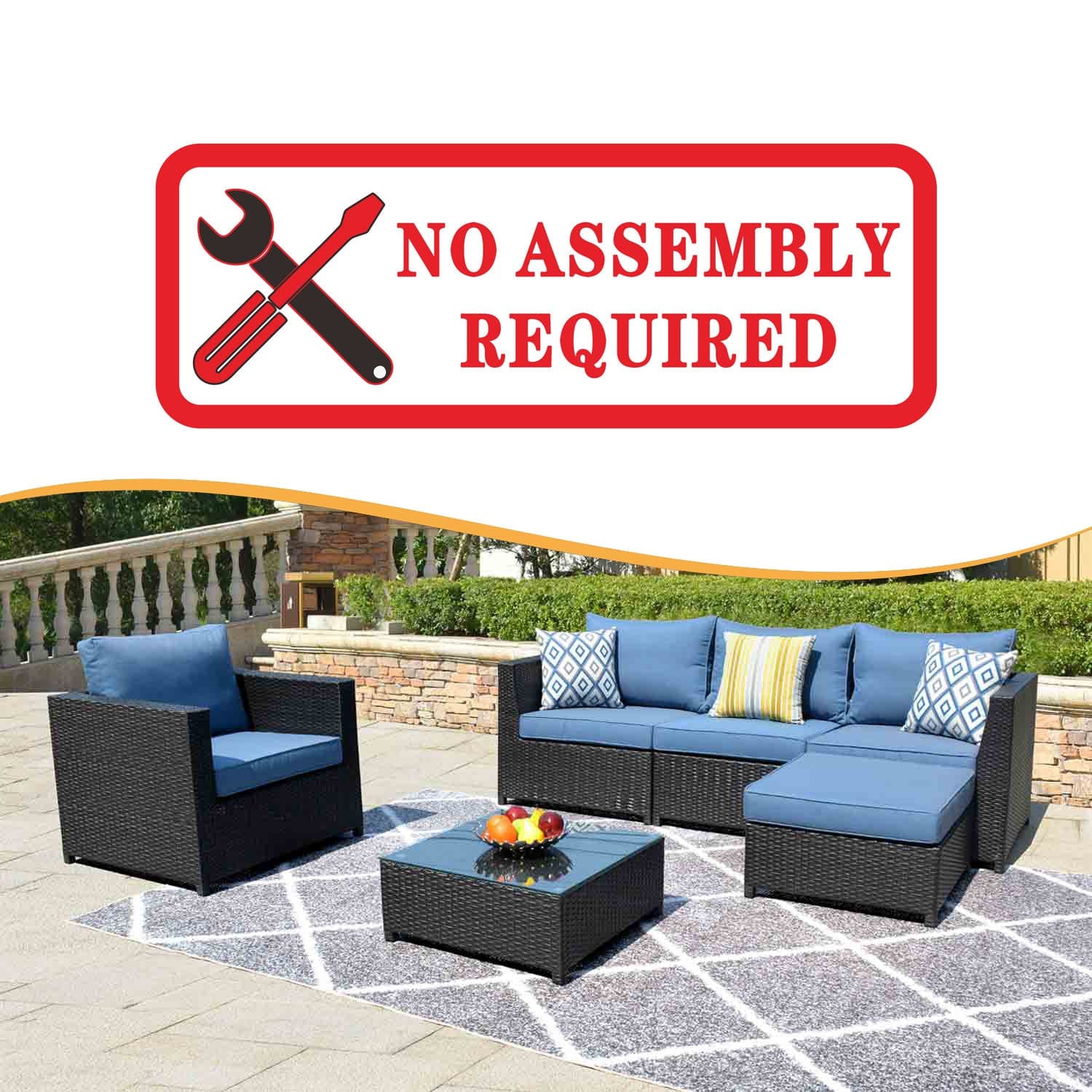 Ovios Patio Furniture Set Bigger Size 6-Piece, King Series,, No Assembly Required