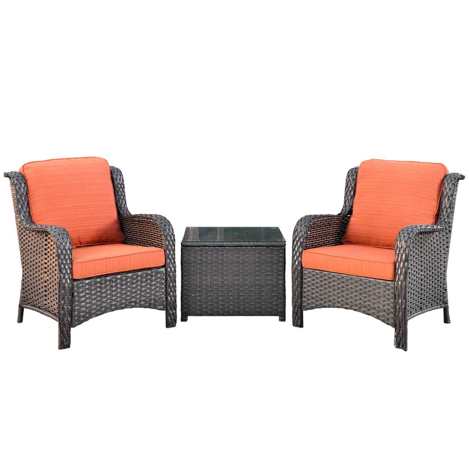 Ovios Outdoor Furniture 3-Piece with Table Kenard Curved Handrest