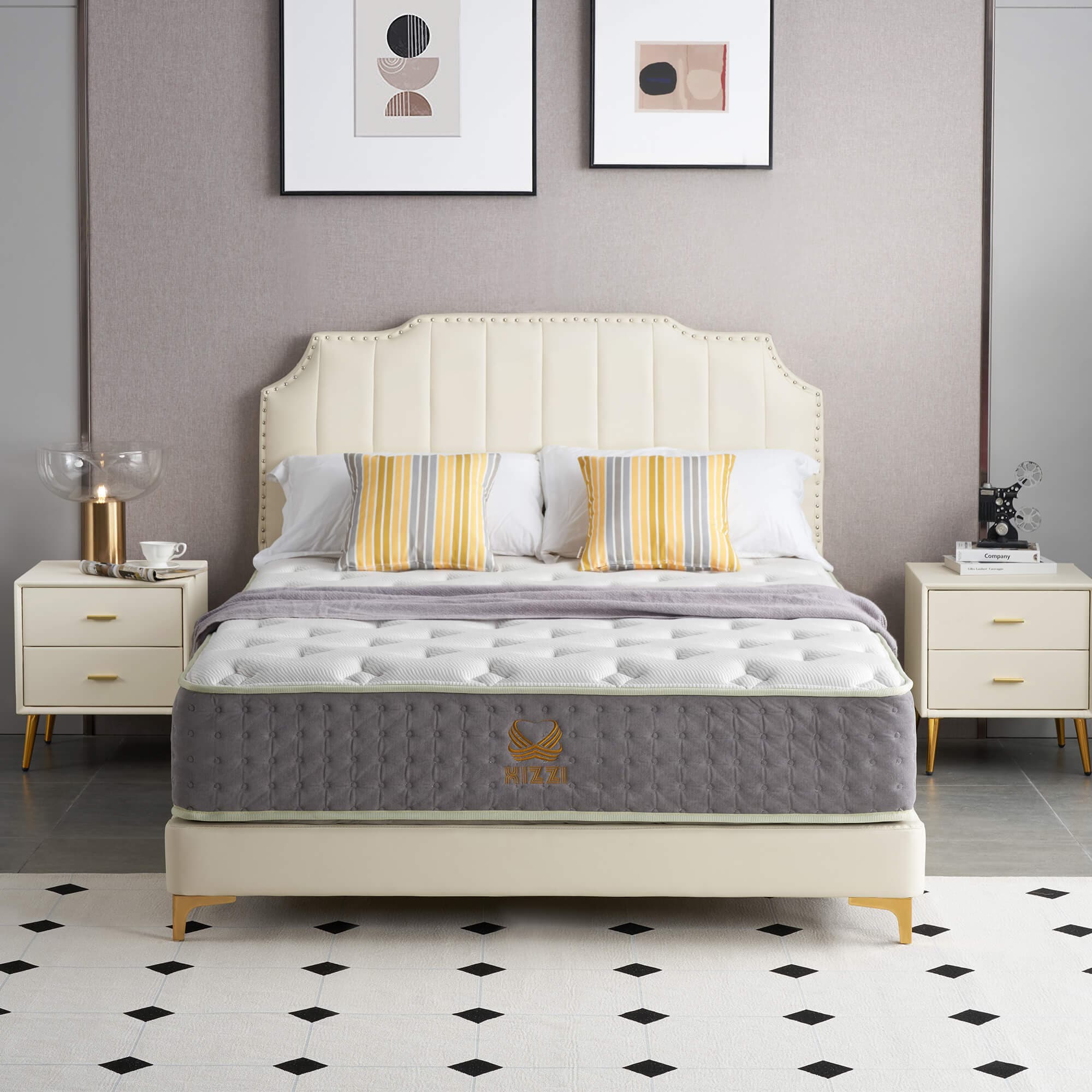 Xizzi 12" Medium Hybrid Mattress Bamboo Fiber Fabric Cooling Gel Memory Foam