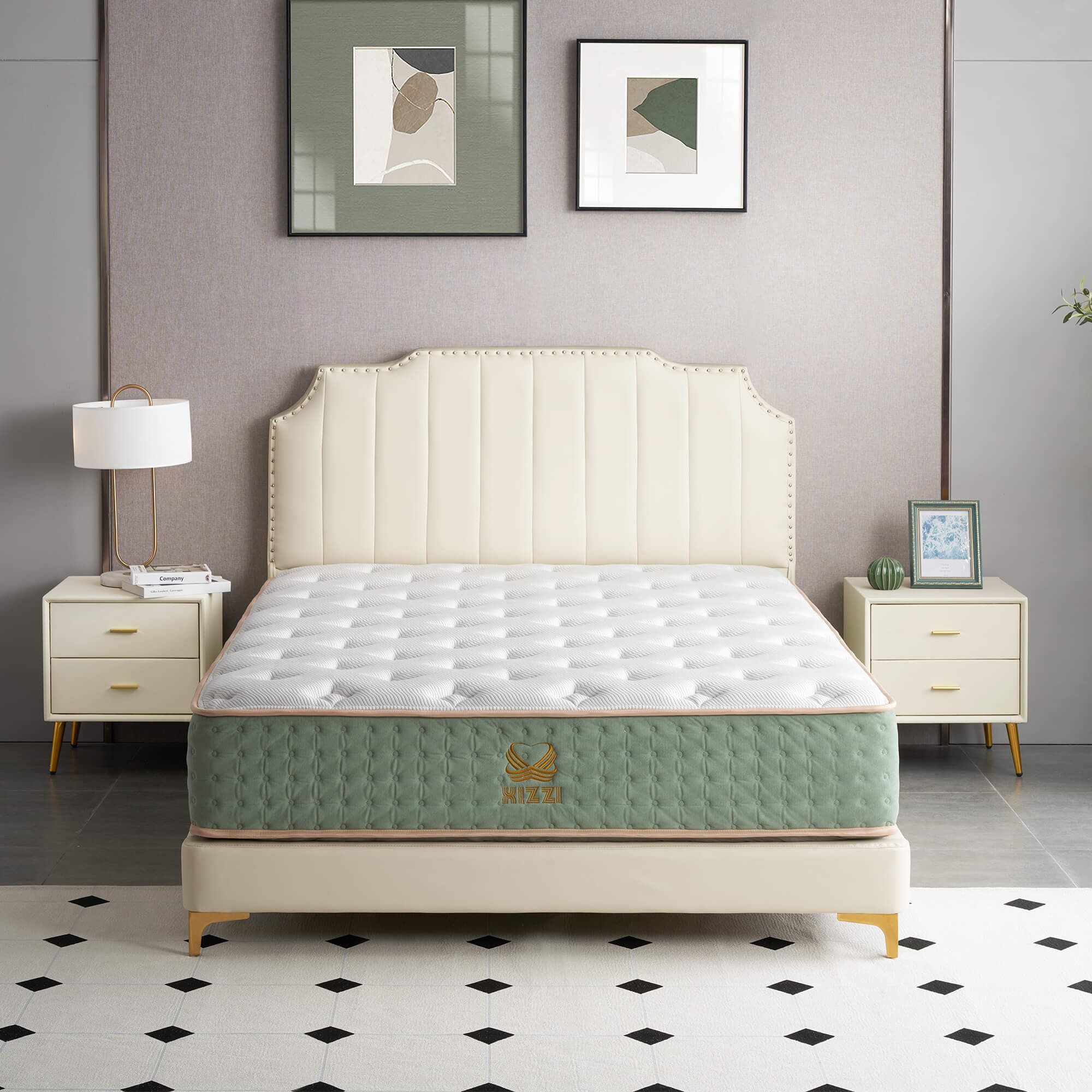 Xizzi 12" Medium Hybrid Mattress Bamboo Fiber Fabric Cooling Gel Memory Foam