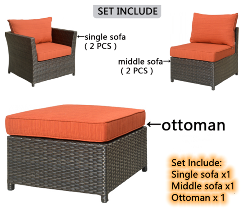 Ovios Outdoor Furniture Rimaru 3-Piece Patio Chair with Ottoman, No Assembly Required