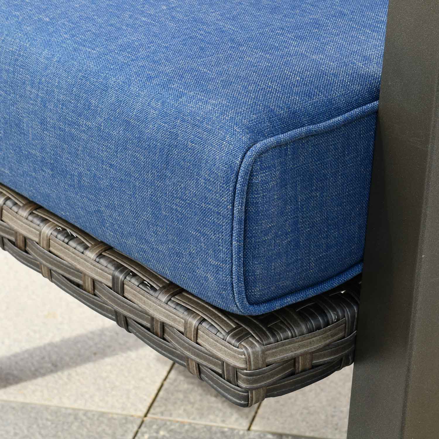 Ovios Bistro Set 3 Piece Couch with 2 Ottoman 5'' Cushion, Olefin Fabric