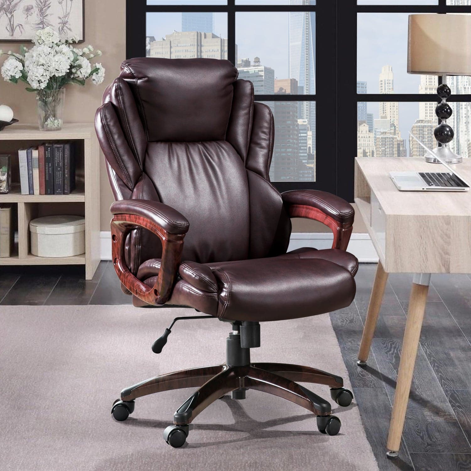 Ovios Executive Office Chair, High Back Desk Chair, Leather Computer Desk Chair For Home Office
