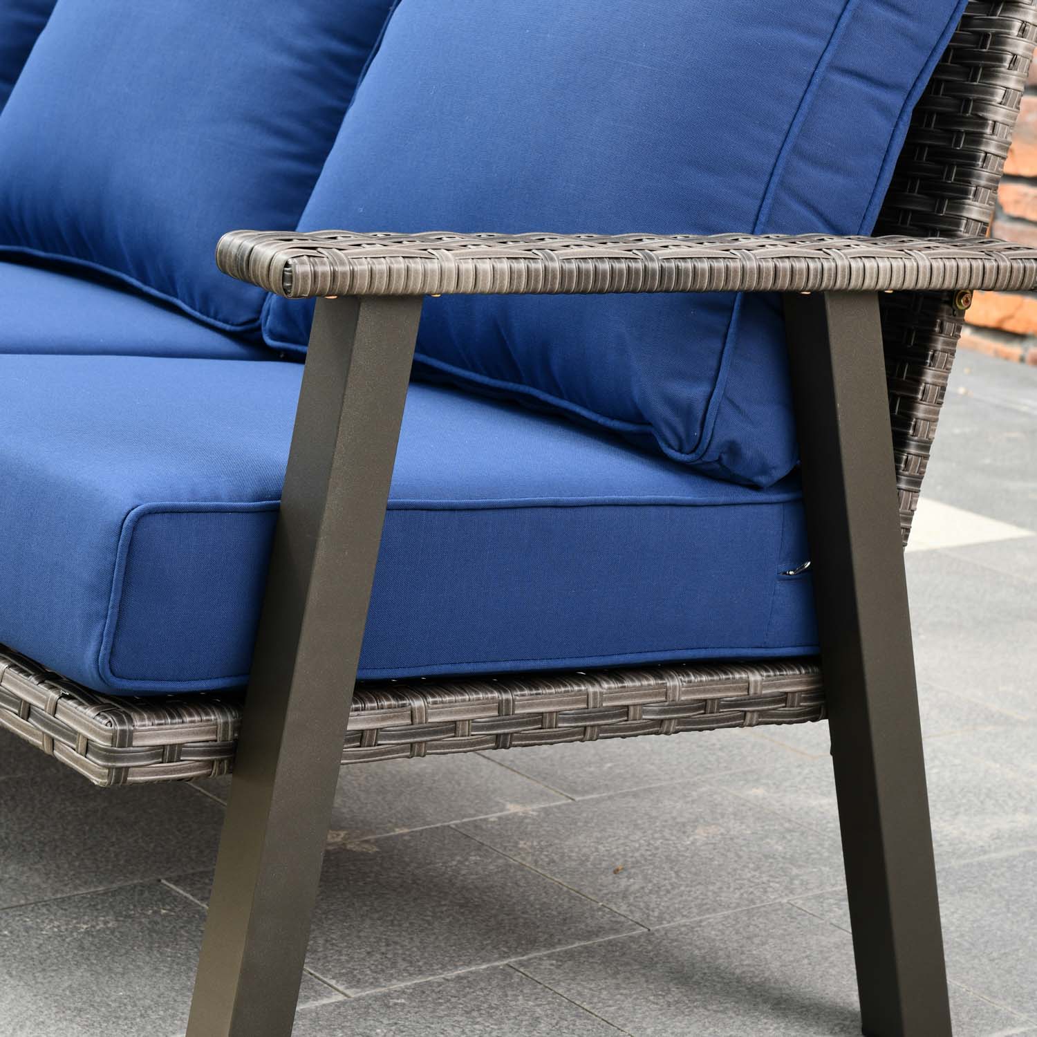 Ovios Patio Bistro Set Loveseat with 5'' Cushion, Olefin Fabric