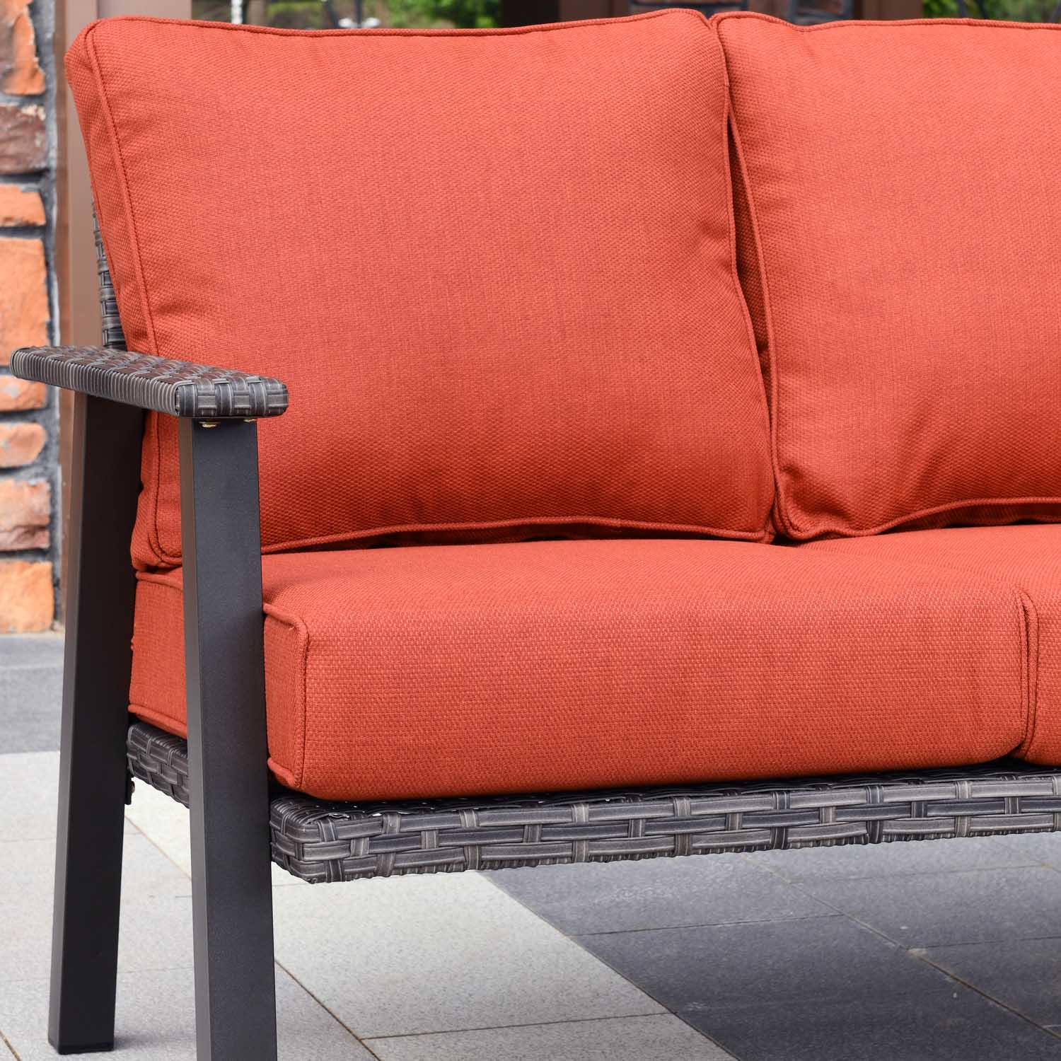 Ovios Patio Bistro Set Loveseat with 5'' Cushion, Olefin Fabric