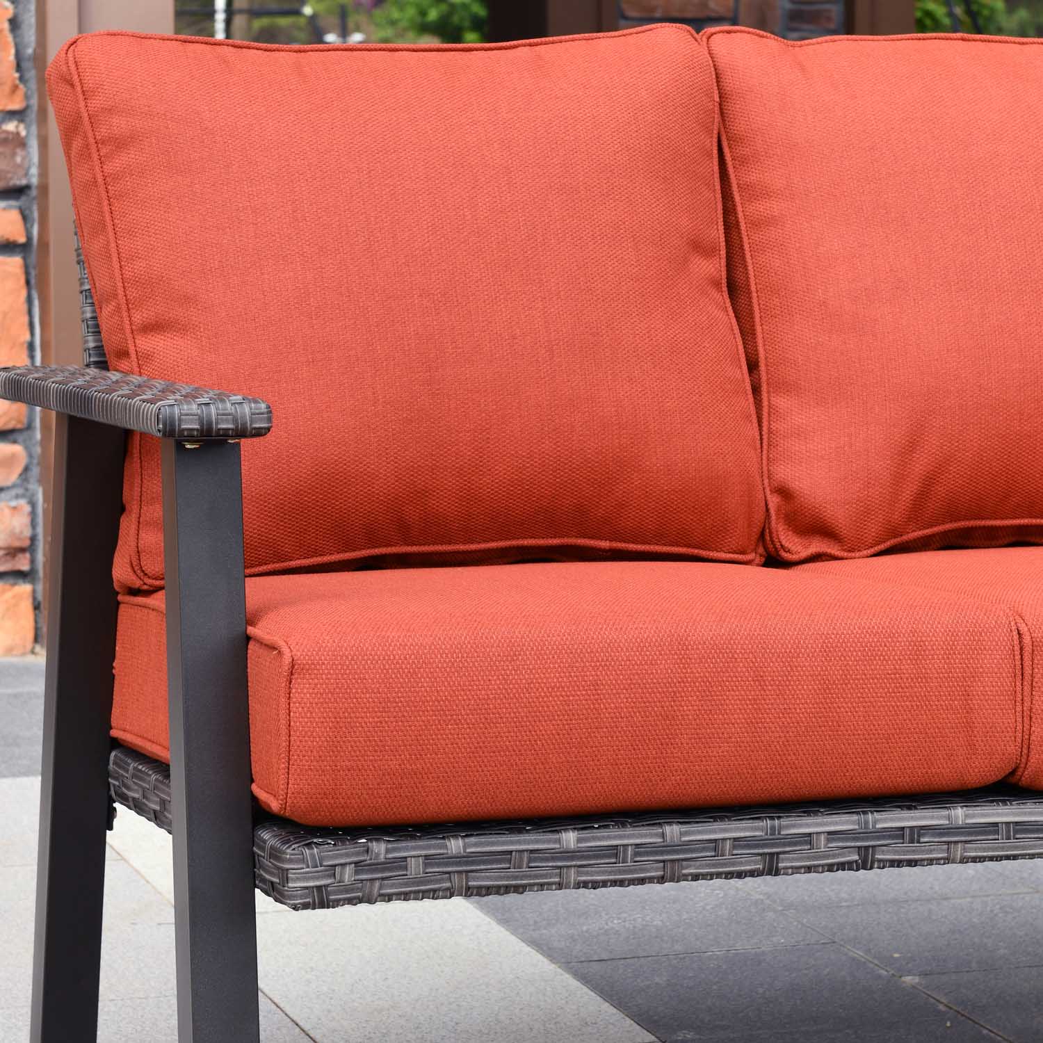 Ovios Patio Conversation Set 5 Person Seating with Table, 5'' Cushion, Olefin Fabric