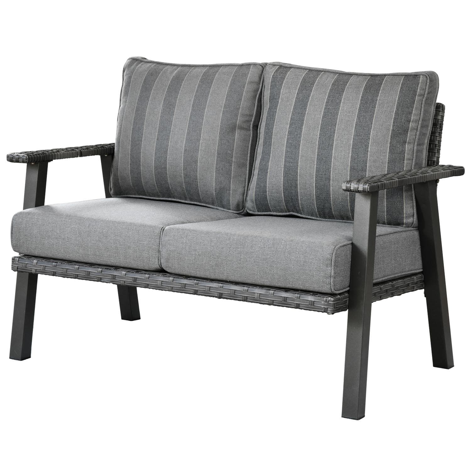 Ovios Patio Conversation Set 5 Piece with 2 Ottoman and 5'' Cushion, Olefin Fabric