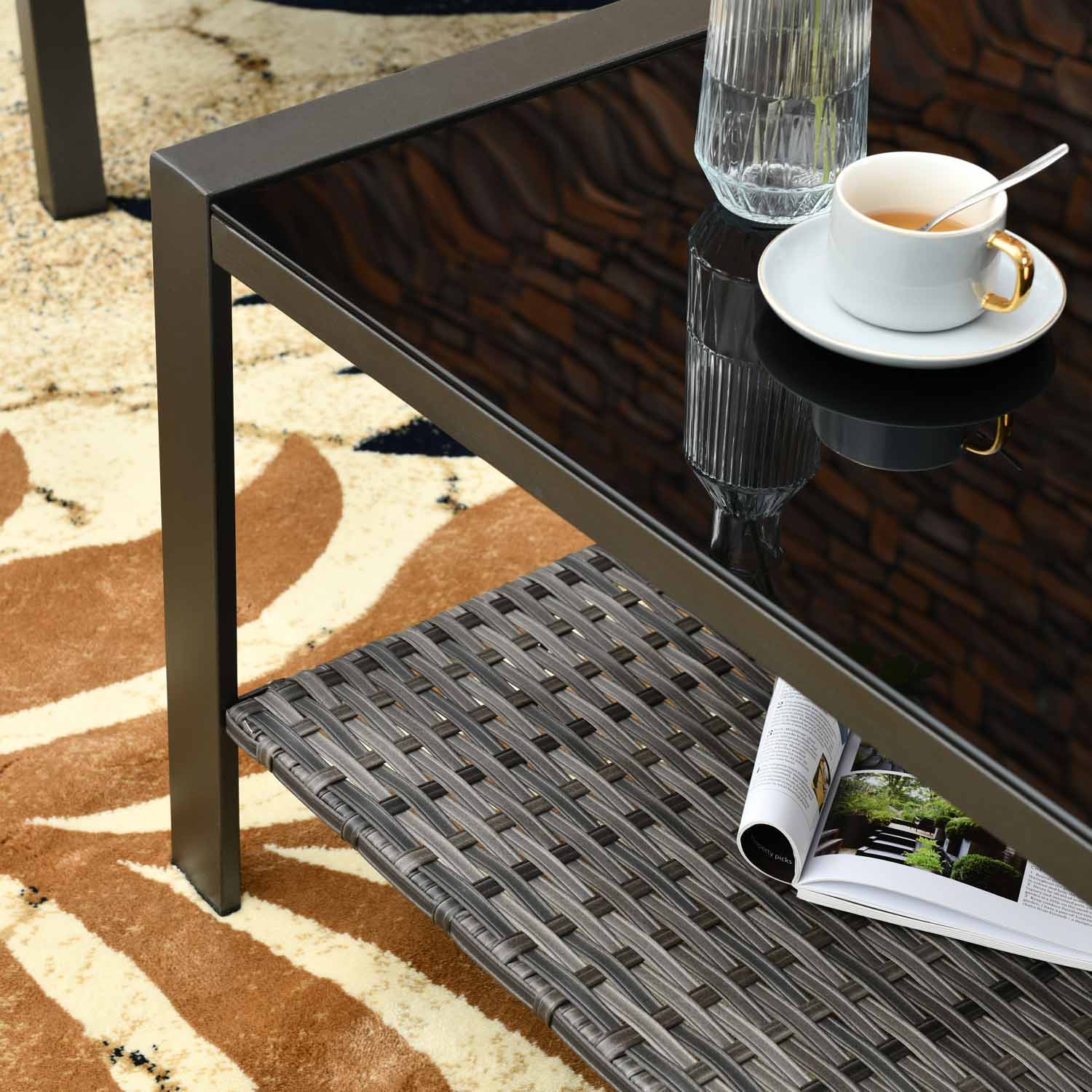Ovios Patio Furniture Set 6 Piece With Table and Ottoman 5'' Cushion, Olefin Fabric