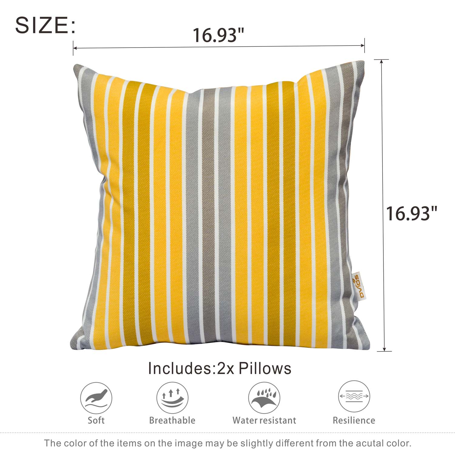 Ovios 17'' x 17'' Waterproof Square Throw Pillow Cover & Insert (Set of 2)