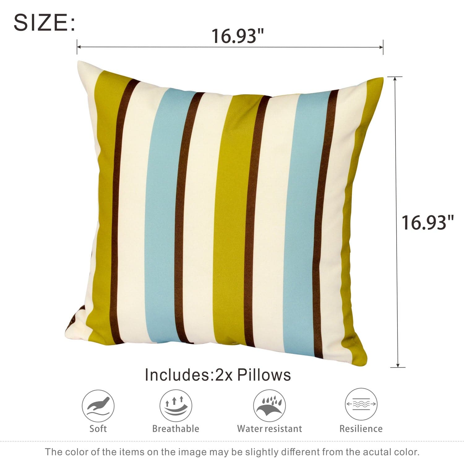 OVIOS 17'' x 17'' Waterproof Square Throw Pillow Cover & Insert (Set of 2)