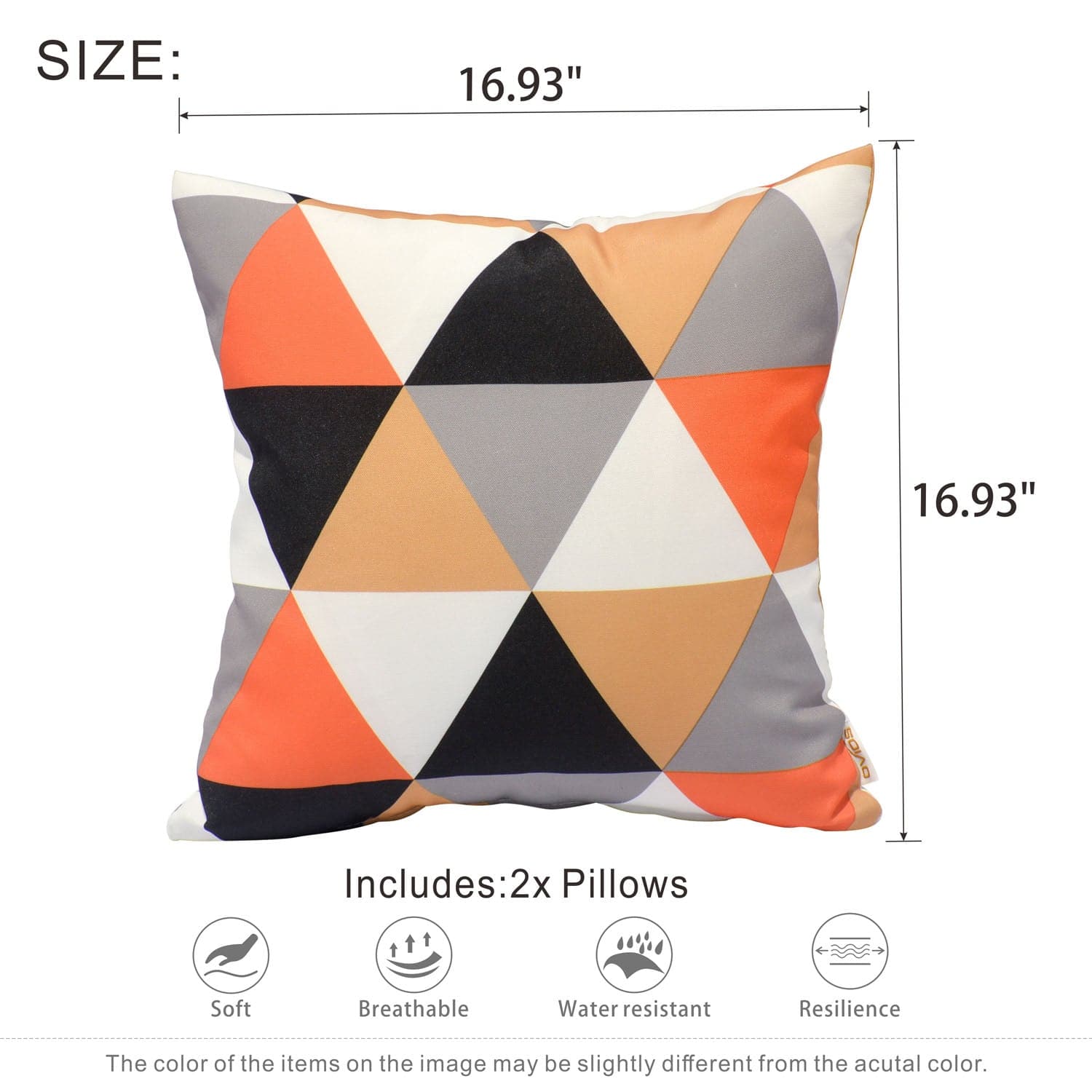 OVIOS 17'' x 17'' Waterproof Square Throw Pillow Cover & Insert (Set of 2)