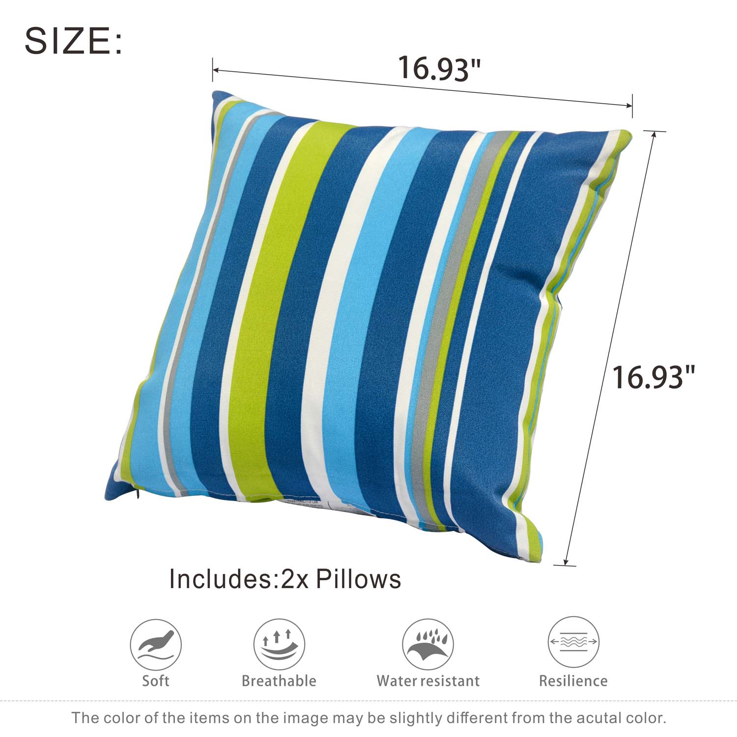 OVIOS 17'' x 17'' Waterproof Square Throw Pillow Cover & Insert (Set of 2)
