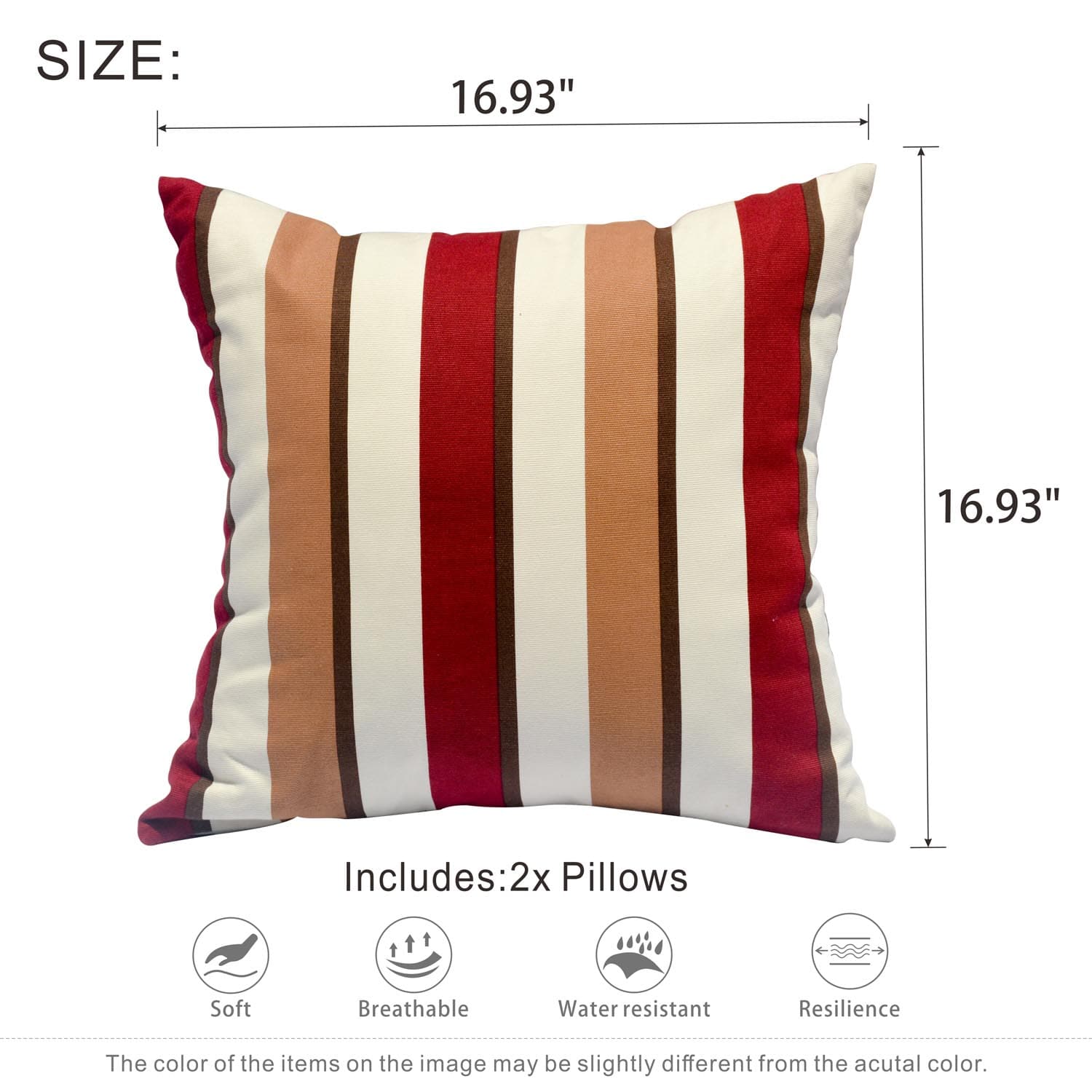 OVIOS 17'' x 17'' Waterproof Square Throw Pillow Cover & Insert (Set of 2)