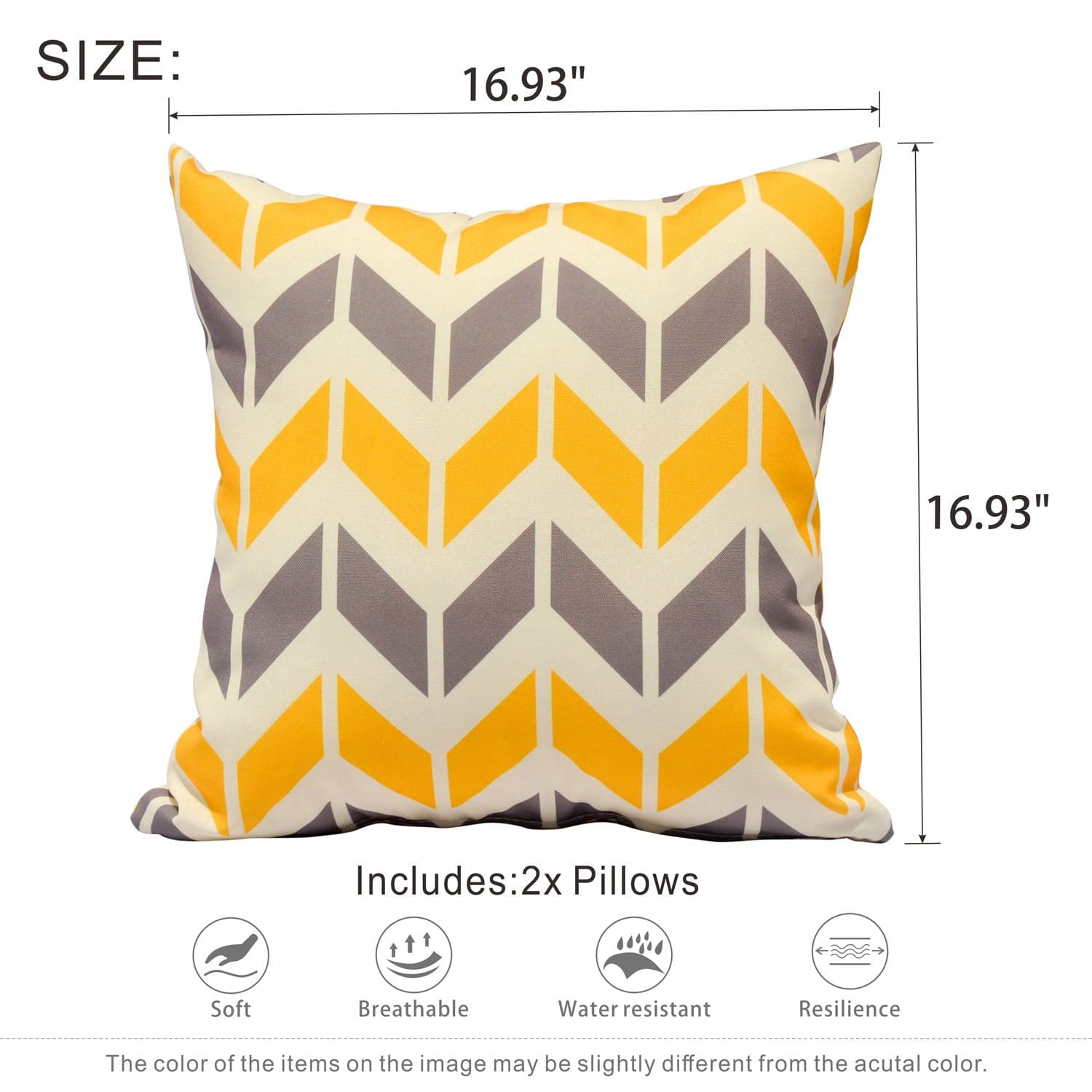 OVIOS 17'' x 17'' Waterproof Square Throw Pillow Cover & Insert (Set of 2)