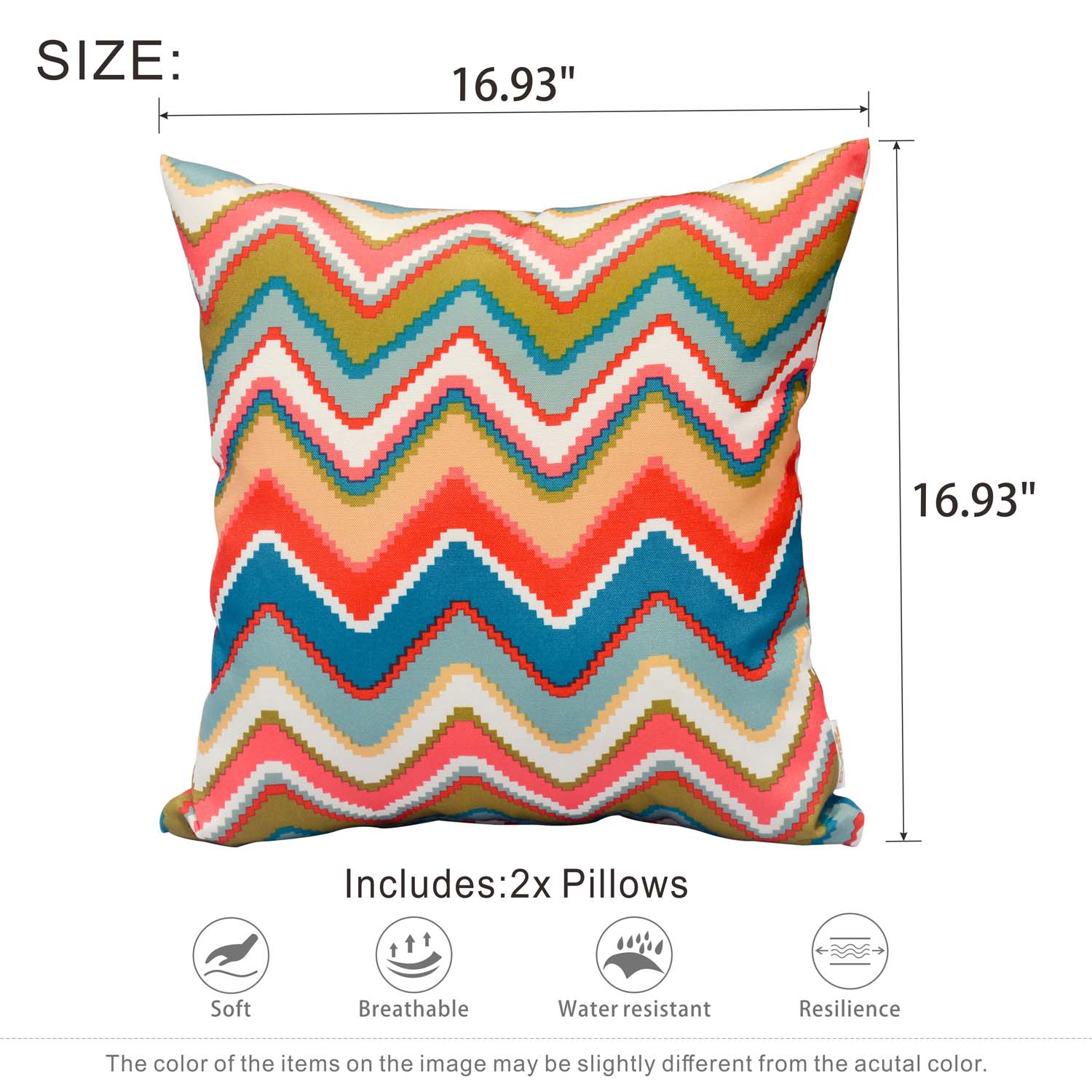 OVIOS 17'' x 17'' Waterproof Square Throw Pillow Cover & Insert (Set of 2)