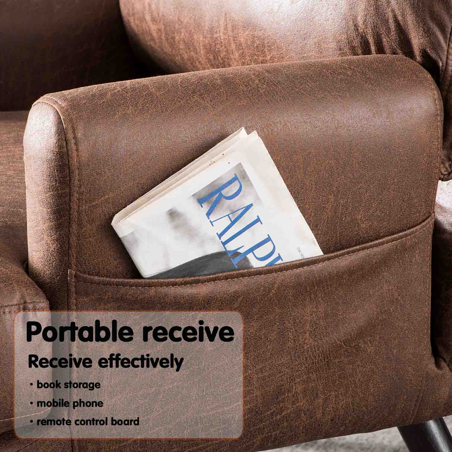 OVIOS Living Room Accent Chair with Ottoman, 6 Angles Adjustable