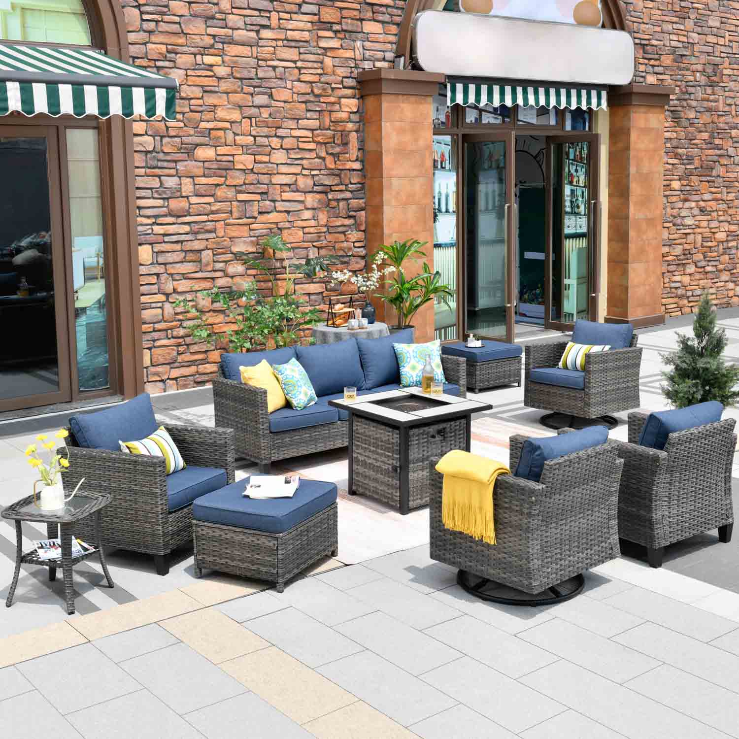 Fire pit sets with swivel chairs sales