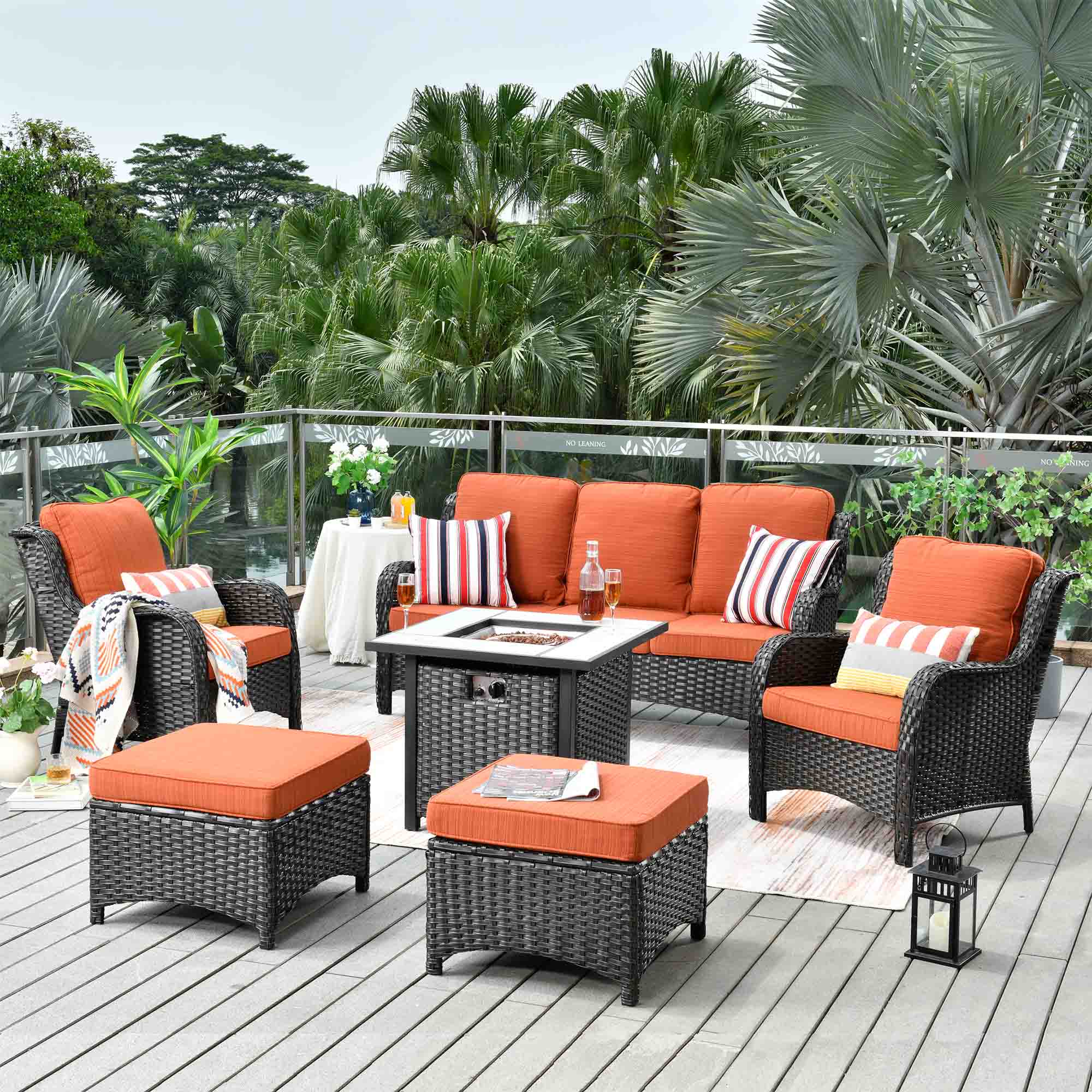 #color_Brown Wicker Orange Cushion
