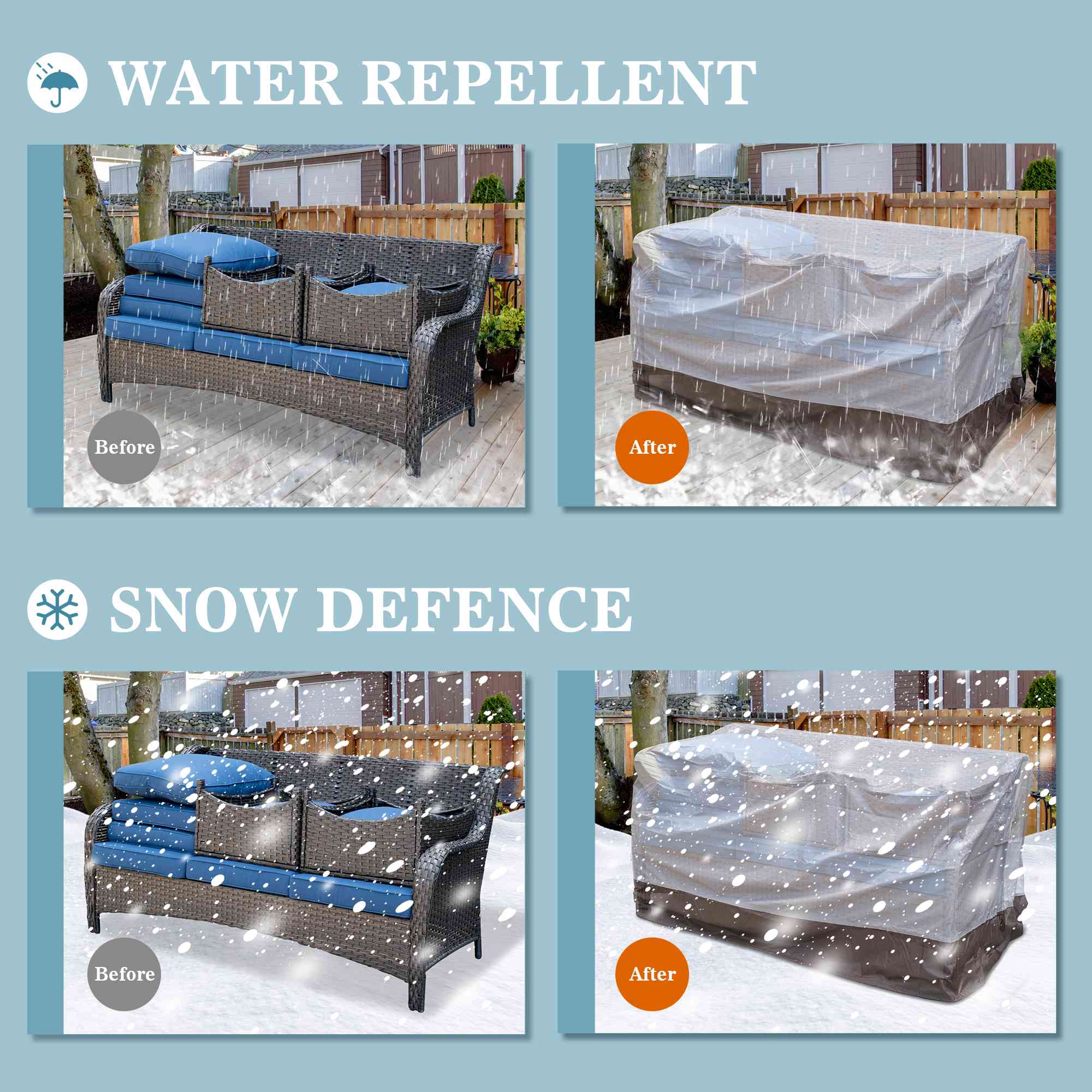 OVIOS Outdoor Sofa Cover Waterproof for Kenard Series (Refer to the Dimension in Description)