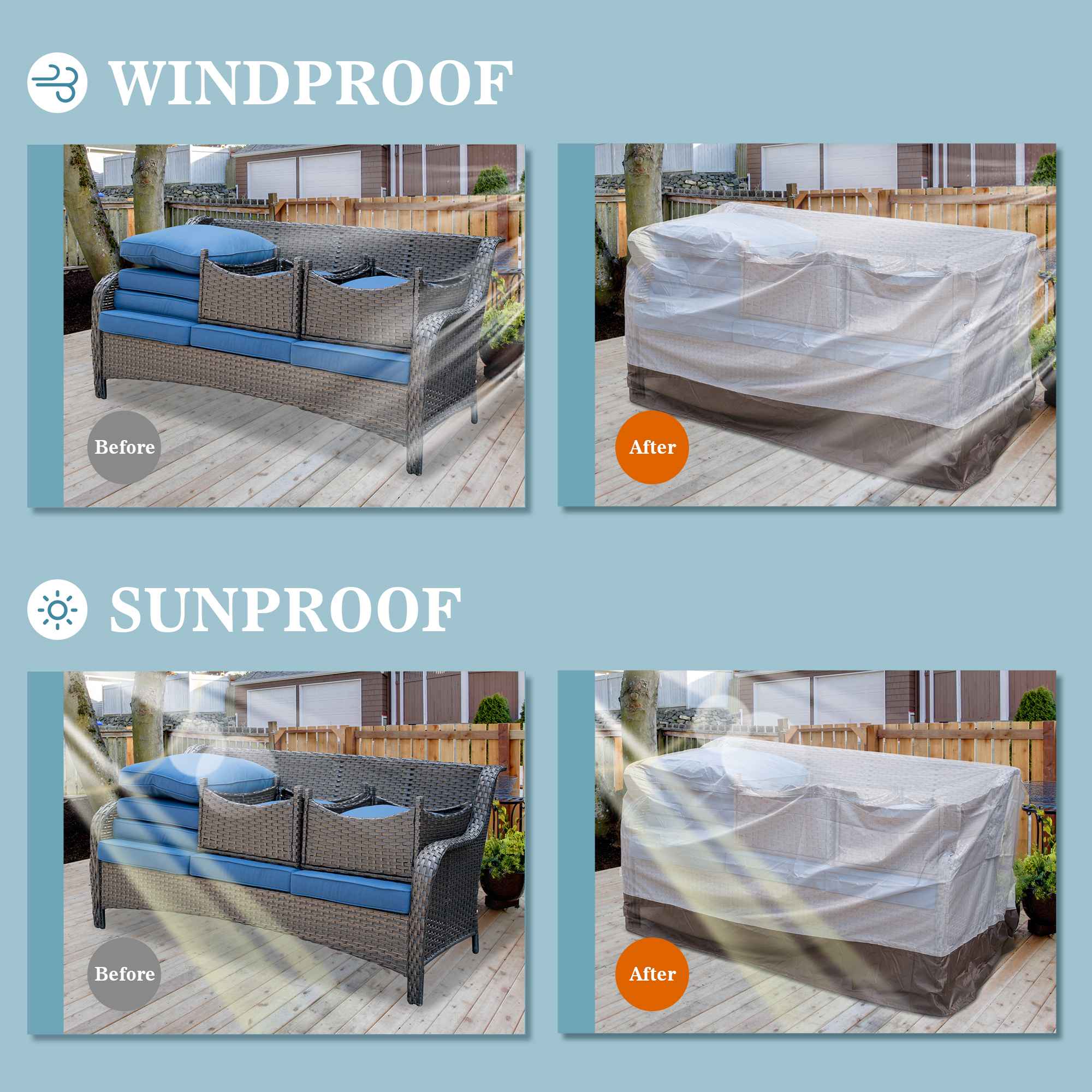 OVIOS Outdoor Sofa Cover Waterproof for Kenard Series (Refer to the Dimension in Description)