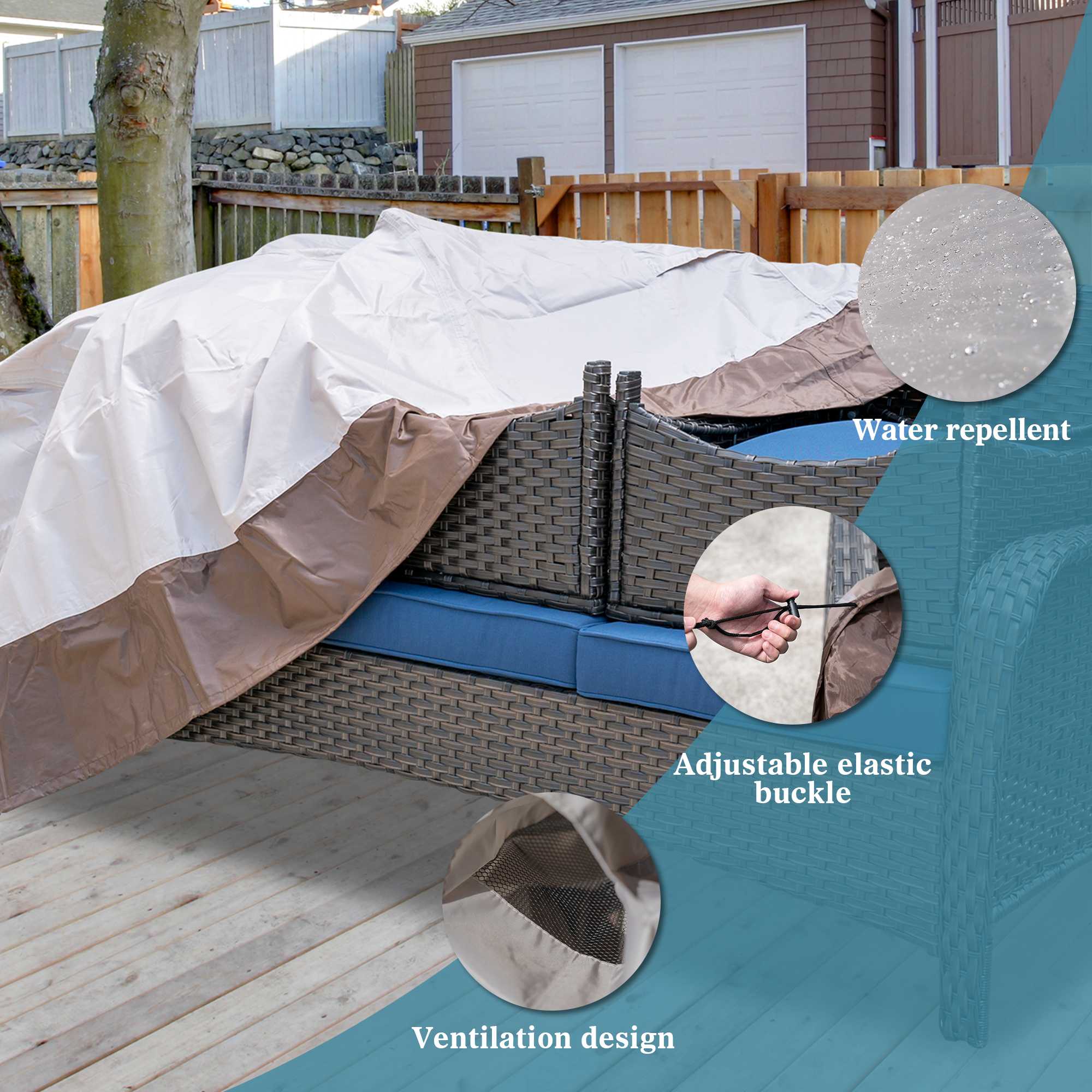 OVIOS Outdoor Sofa Cover Waterproof for Kenard Series (Refer to the Dimension in Description)