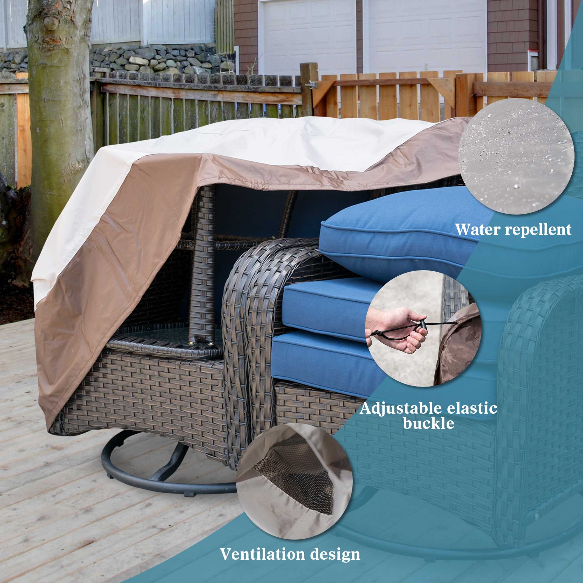 OVIOS Outdoor Sofa Cover Waterproof for Kenard Series (Refer to the Dimension in Description)