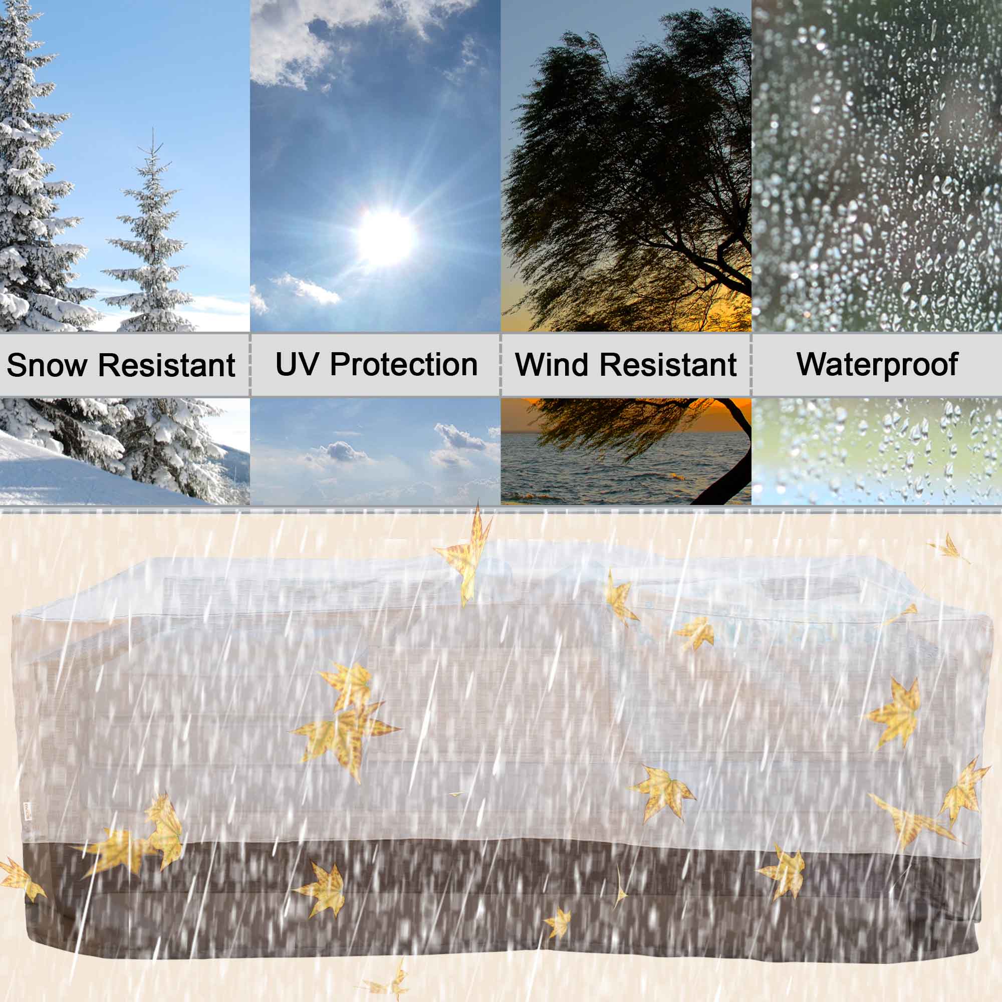 OVIOS Outdoor Sofa Cover Waterproof for GRS/DAR Series (Refer to the Dimension in Description)