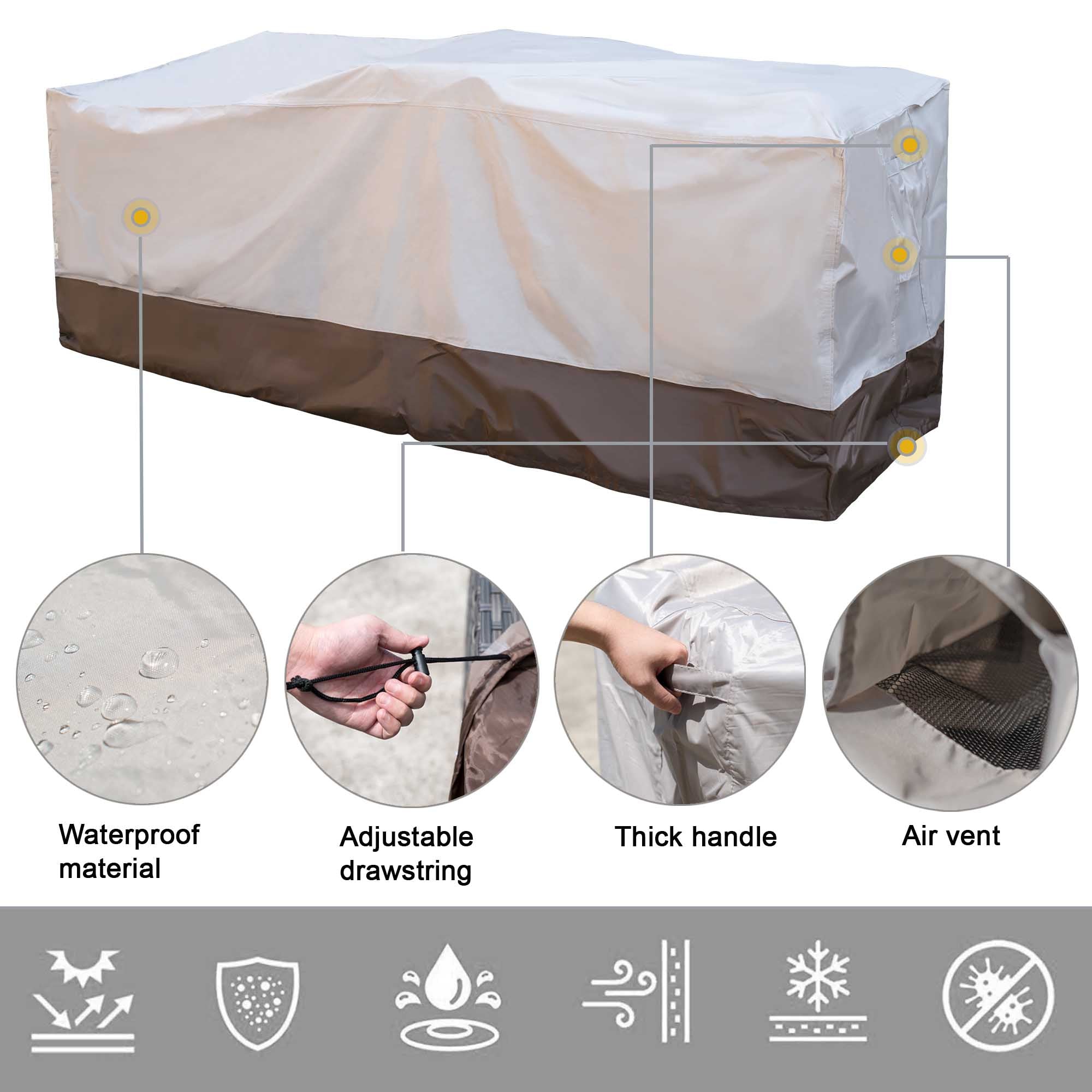 OVIOS Outdoor Sofa Cover Waterproof for GRS/DAR Series (Refer to the Dimension in Description)