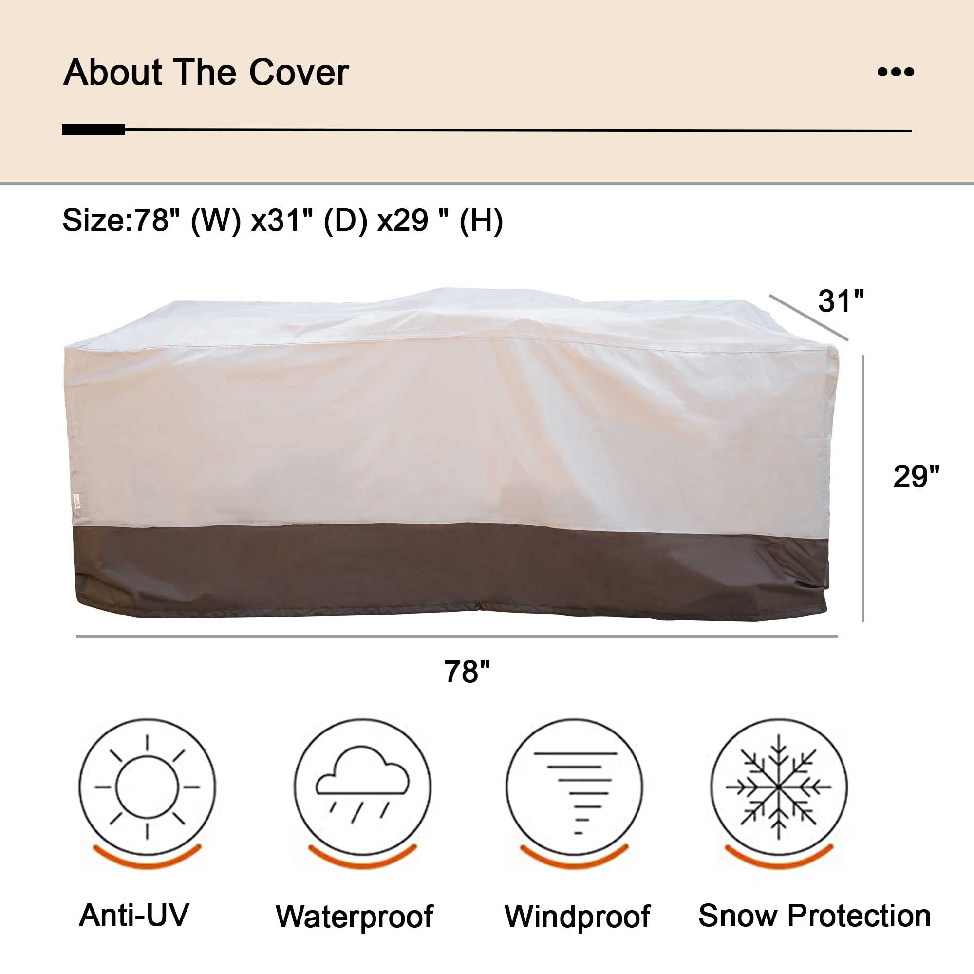 OVIOS Outdoor Sofa Cover Waterproof for GRS/DAR Series (Refer to the Dimension in Description)