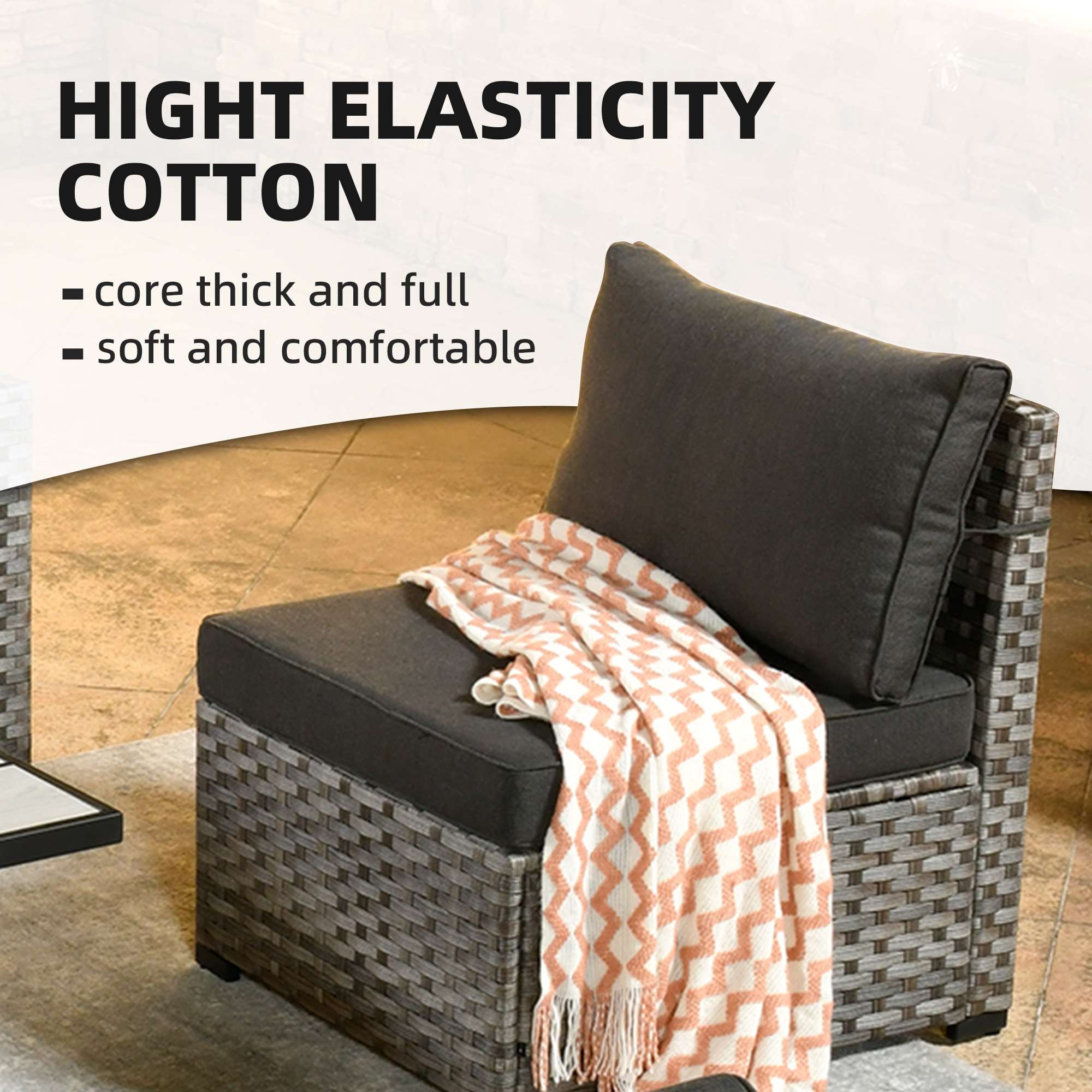 OVIOS 7 Pieces Patio Furniture Set with 7.68'' Broad Handrails and 30'' Fire Pit Table