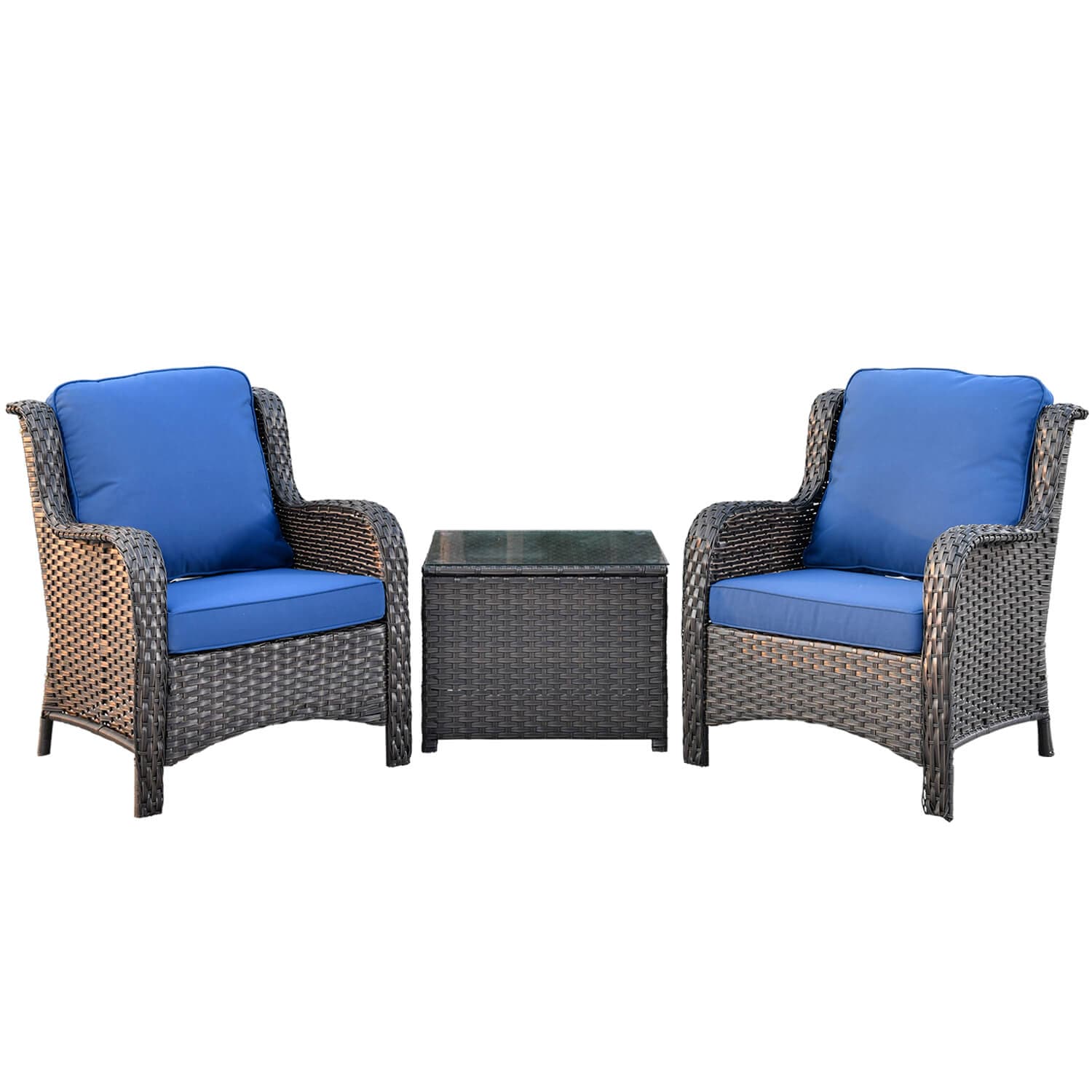 Ovios Outdoor Furniture 3-Piece with Table Kenard Curved Handrest