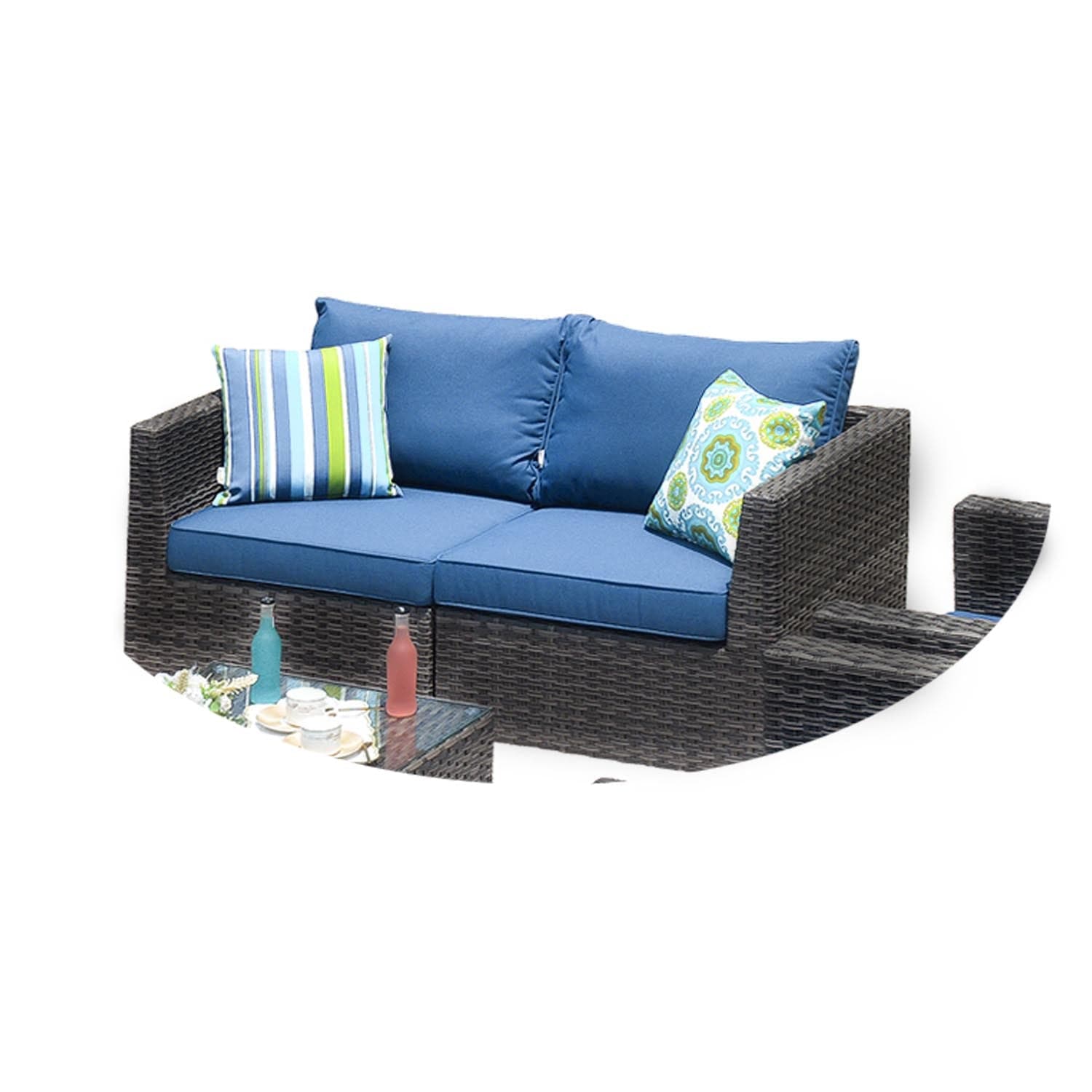 Ovios Patio Furniture Set Bigger Size 3-Piece Couch with Table, King Series, No Assembly Required