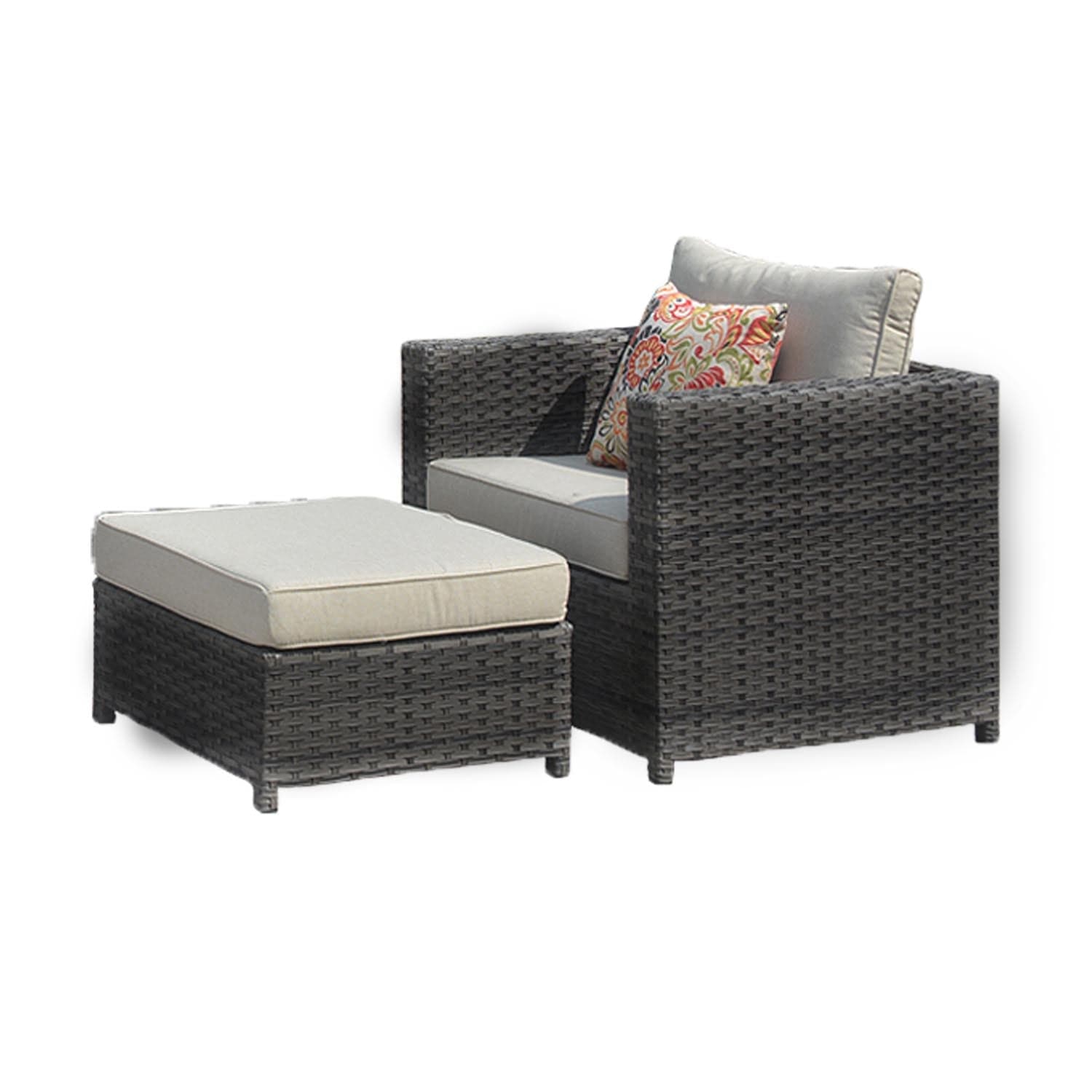 Ovios Outdoor Furniture 3-Piece Patio Chair with Ottoman, King Series, No Assemble Required